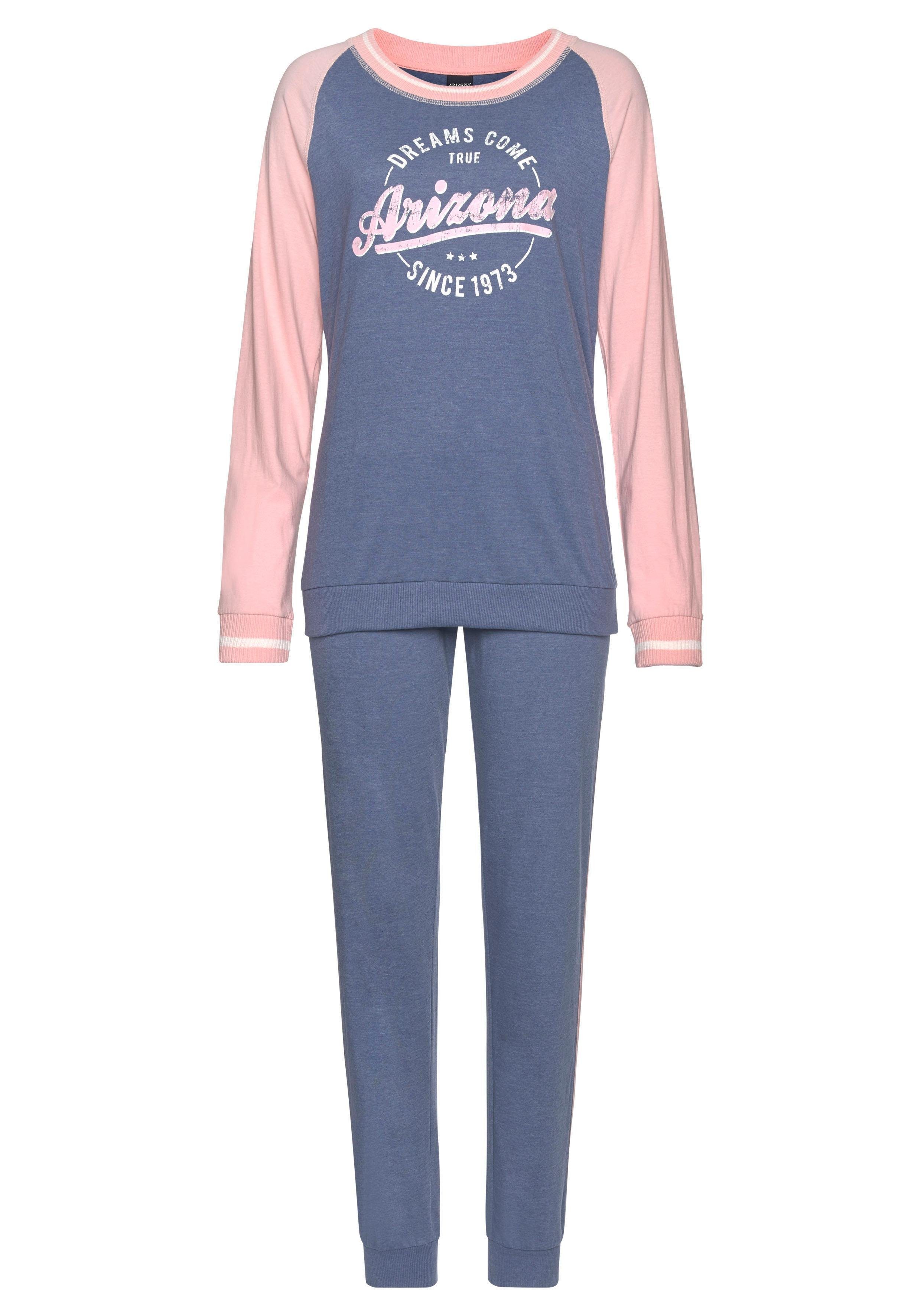 Arizona Pyjama in college-look met folieprint (2-delig, 1 stuk)