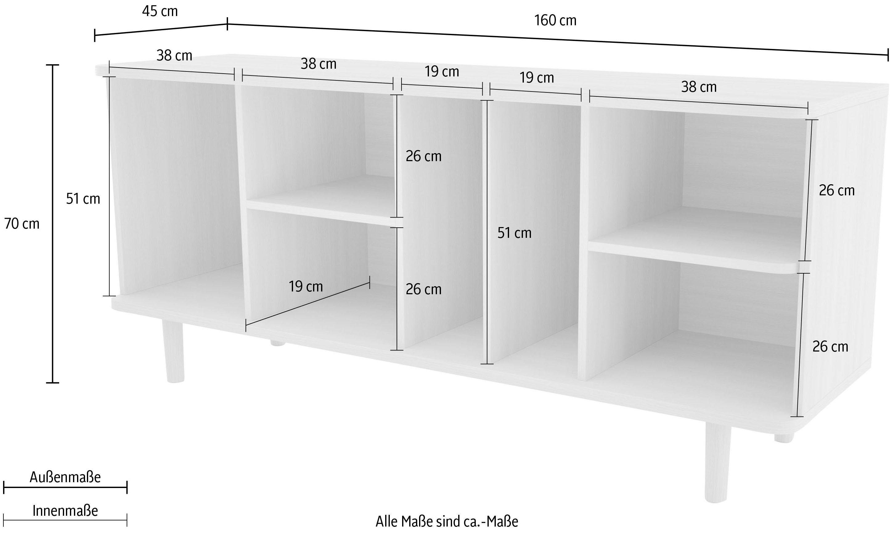 Woodman Dressoir Malic Commode in eenvoudig Scandinavisch ontwerp, breedte 160 cm