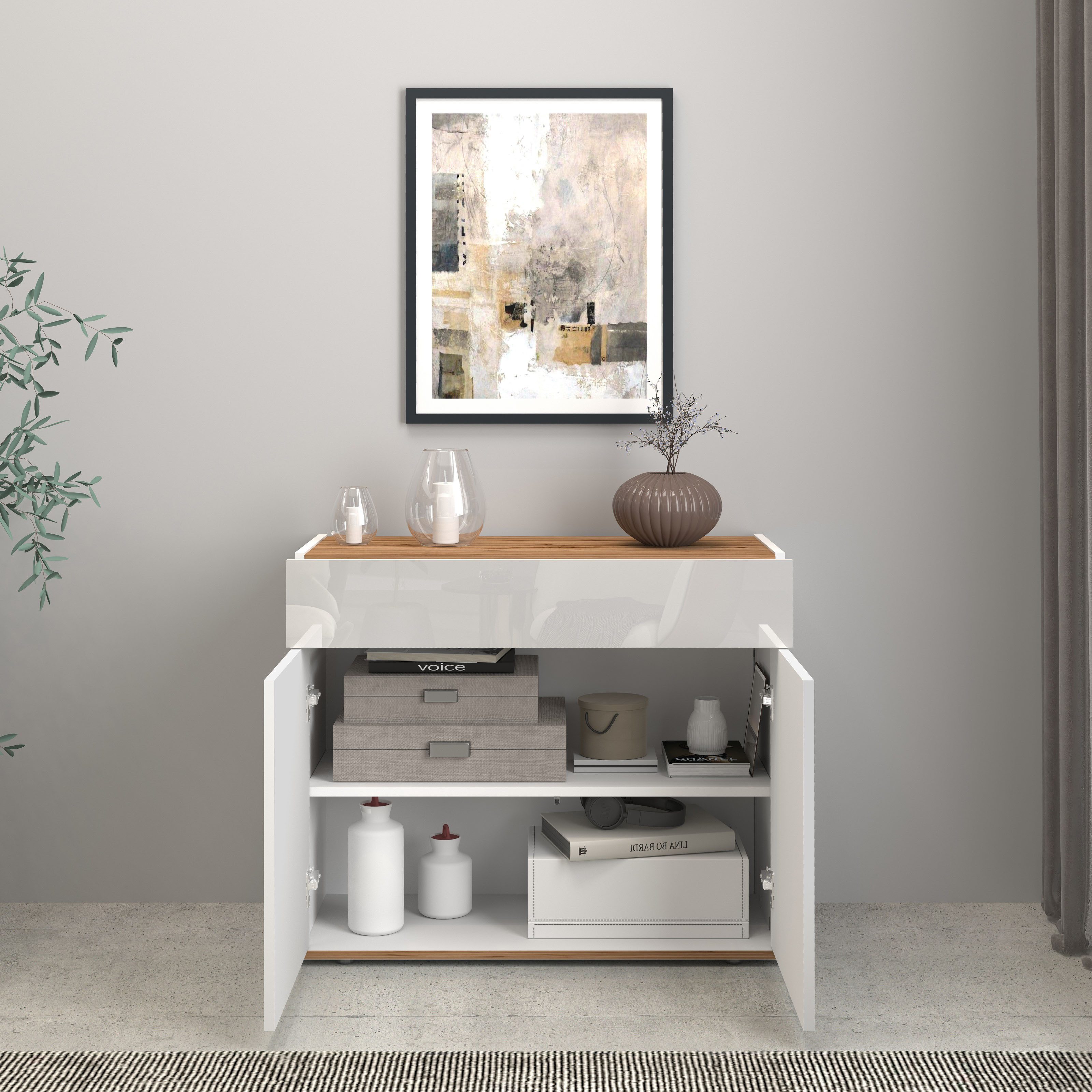 INOSIGN Dressoir Garda, Ladekast, Kast, Buffet 2 deuren, 1 lade, greeploos breedte 80,9 cm