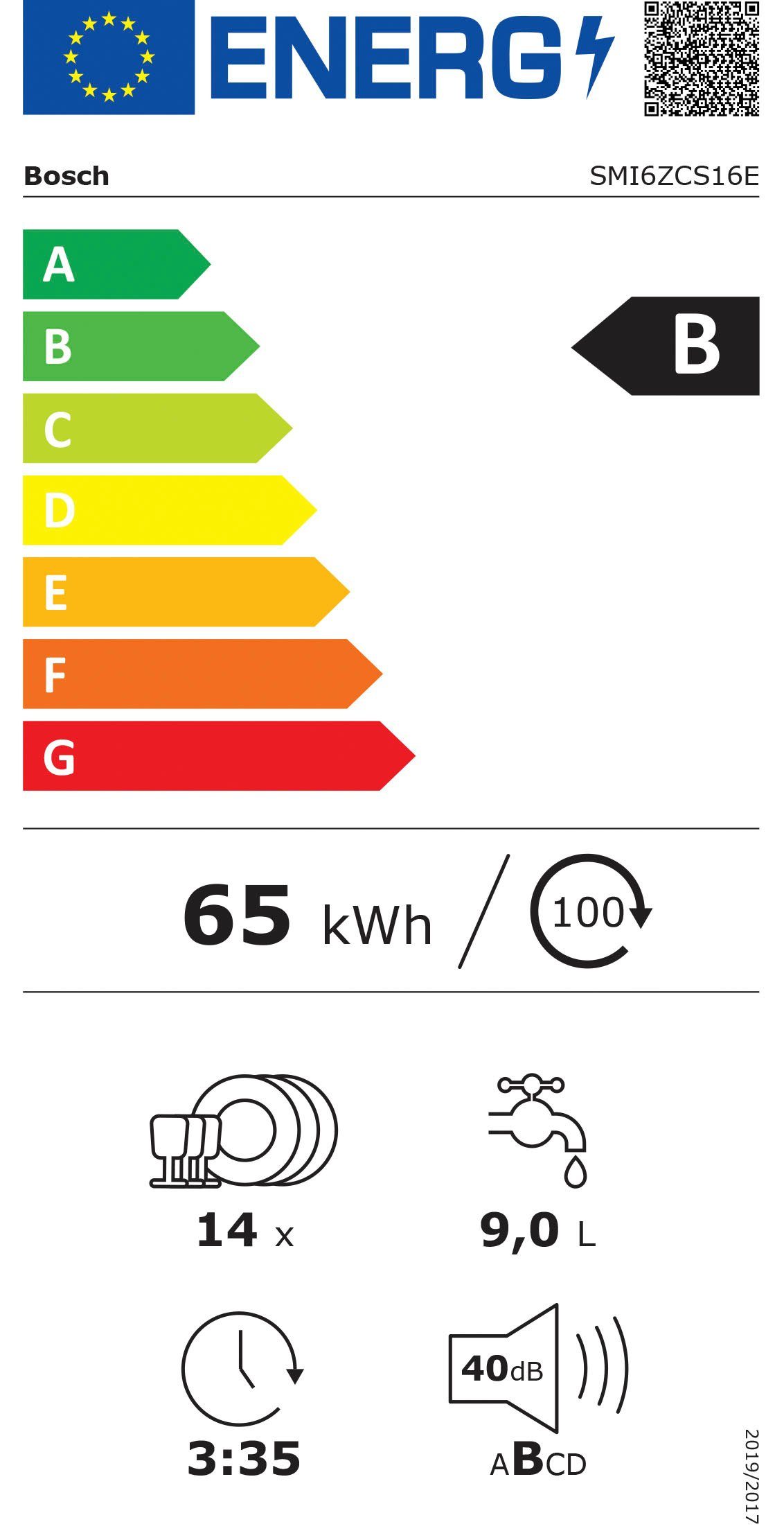 BOSCH Semi-geïntegreerde vaatwasser SMI6ZCS16E, 81,5 cm x 59,8 cm