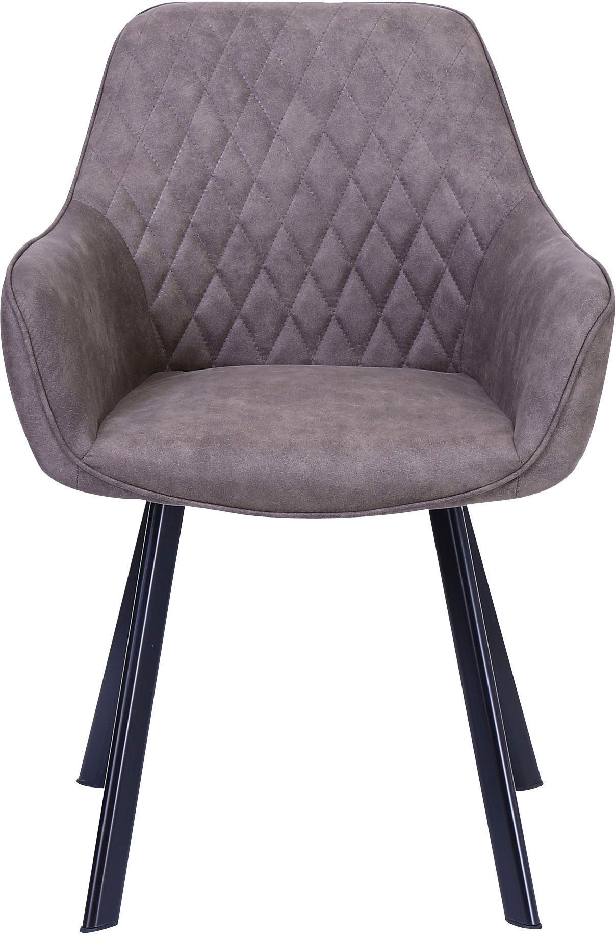 SalesFever Stoel met armleuningen Rugleuning met ruitstiksel (set, 2 stuks)