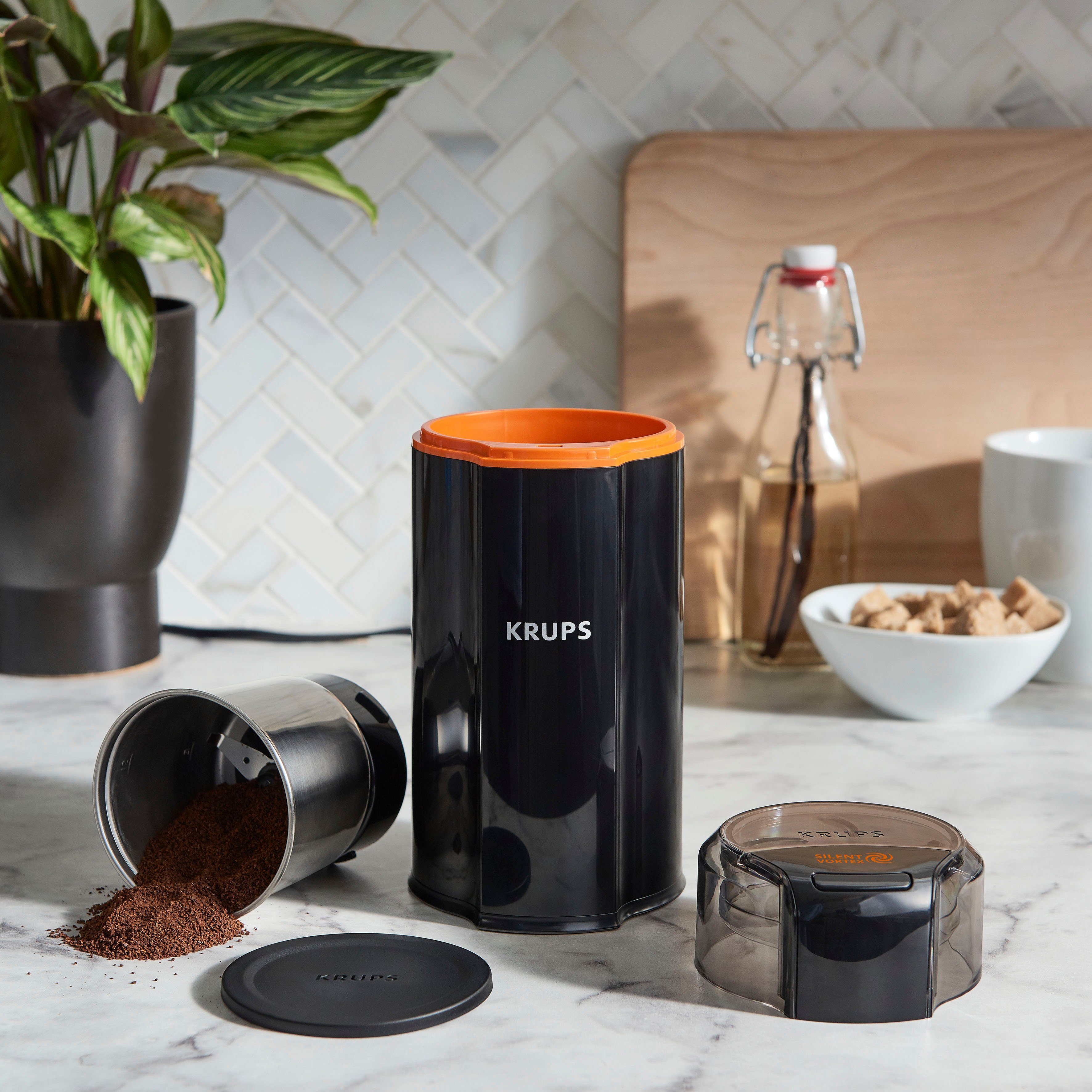 Krups Koffiemolen GX3328 Silent Vortex krachtig, efficiënt, superstil, voor 12 kopjes, 3-in-1-maalwerk