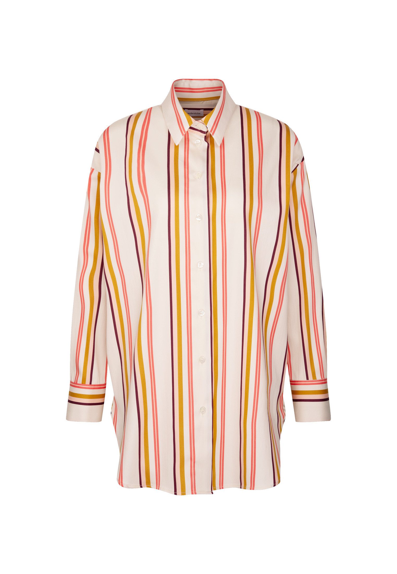 seidensticker Lange blouse Zwarte roos Lange mouwen kraag strepen