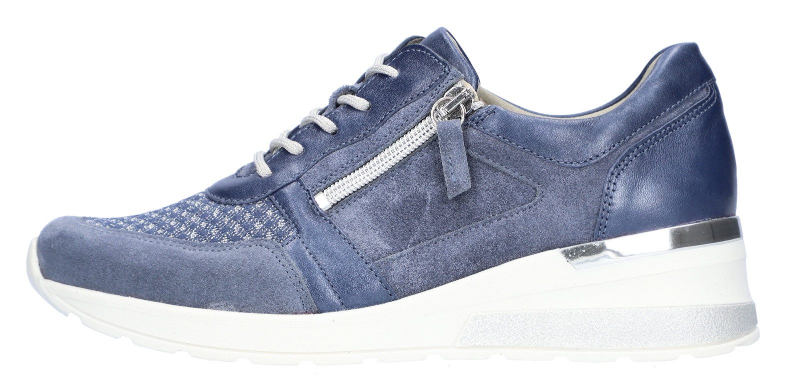 Waldläufer Sneakers met sleehak H-Clara , veterschoenen, lage schoen, vrijetijdsschoen met metallic inzet