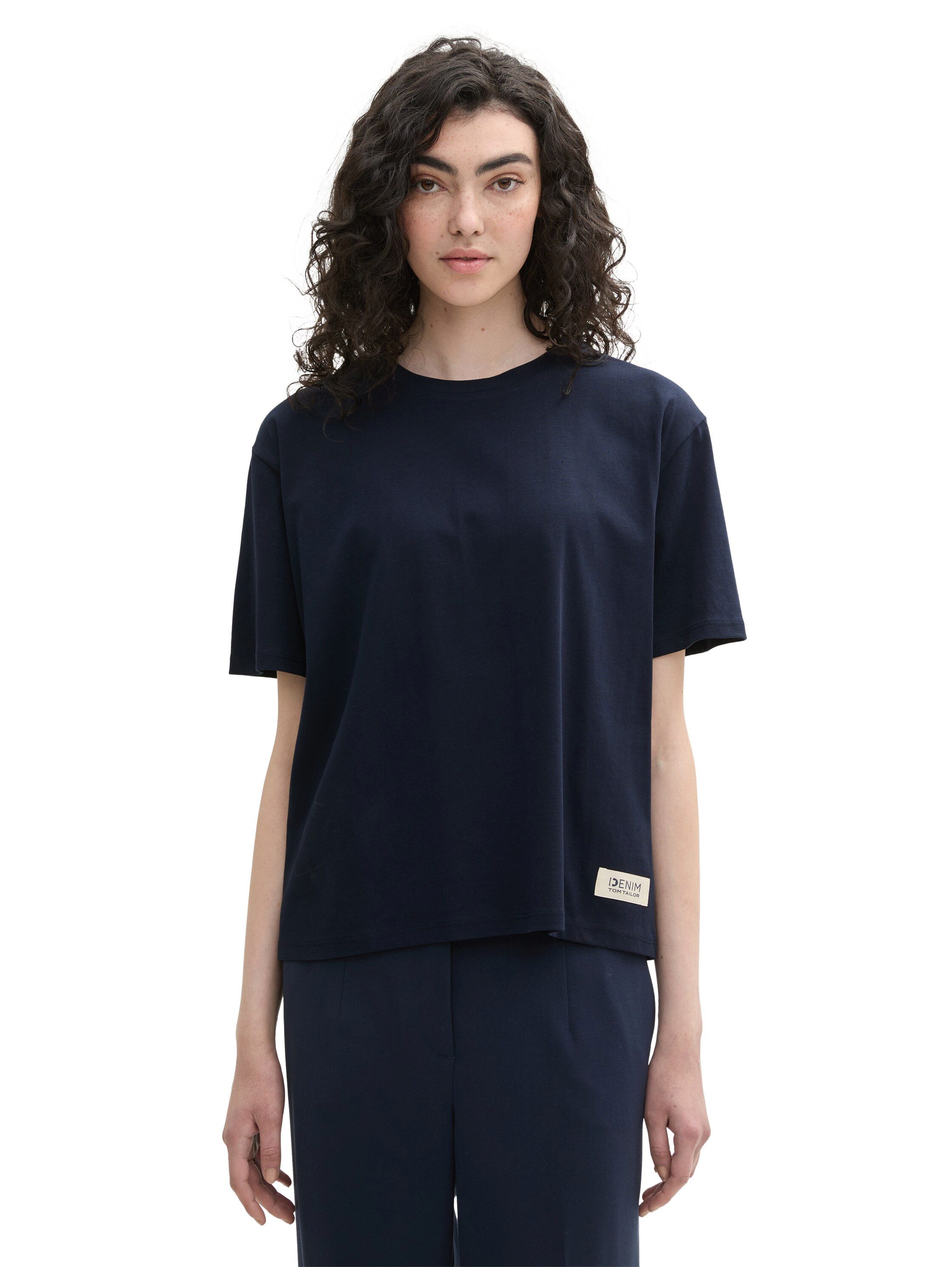 Tom Tailor Denim T-shirt Boxy van puur katoen dames t-shirts maat S (36) blauw