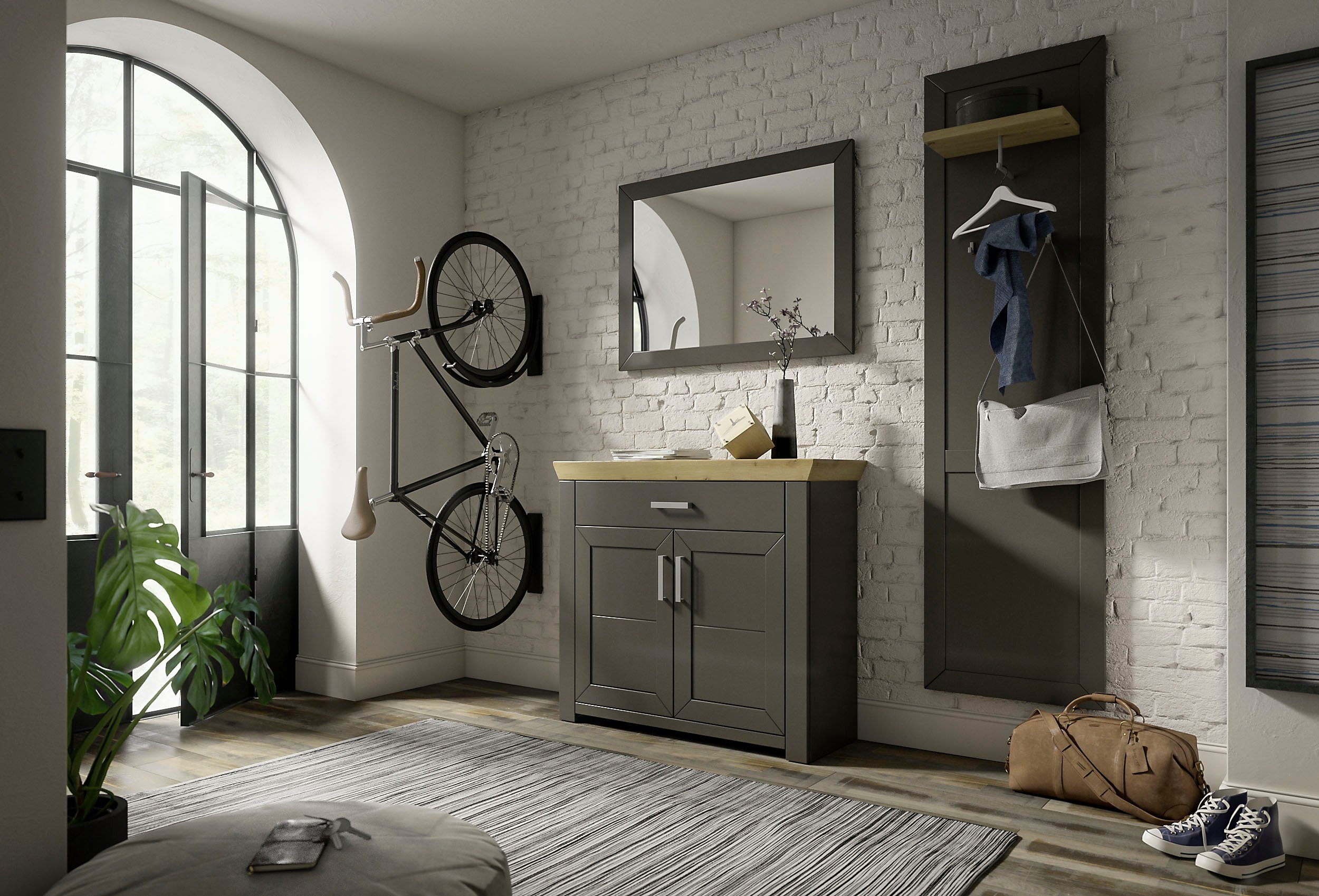 set one by Musterring Halmeubelset GA York Kombi 59 met spiegel en commode (set, 3-delig) wandkapstokken grijs