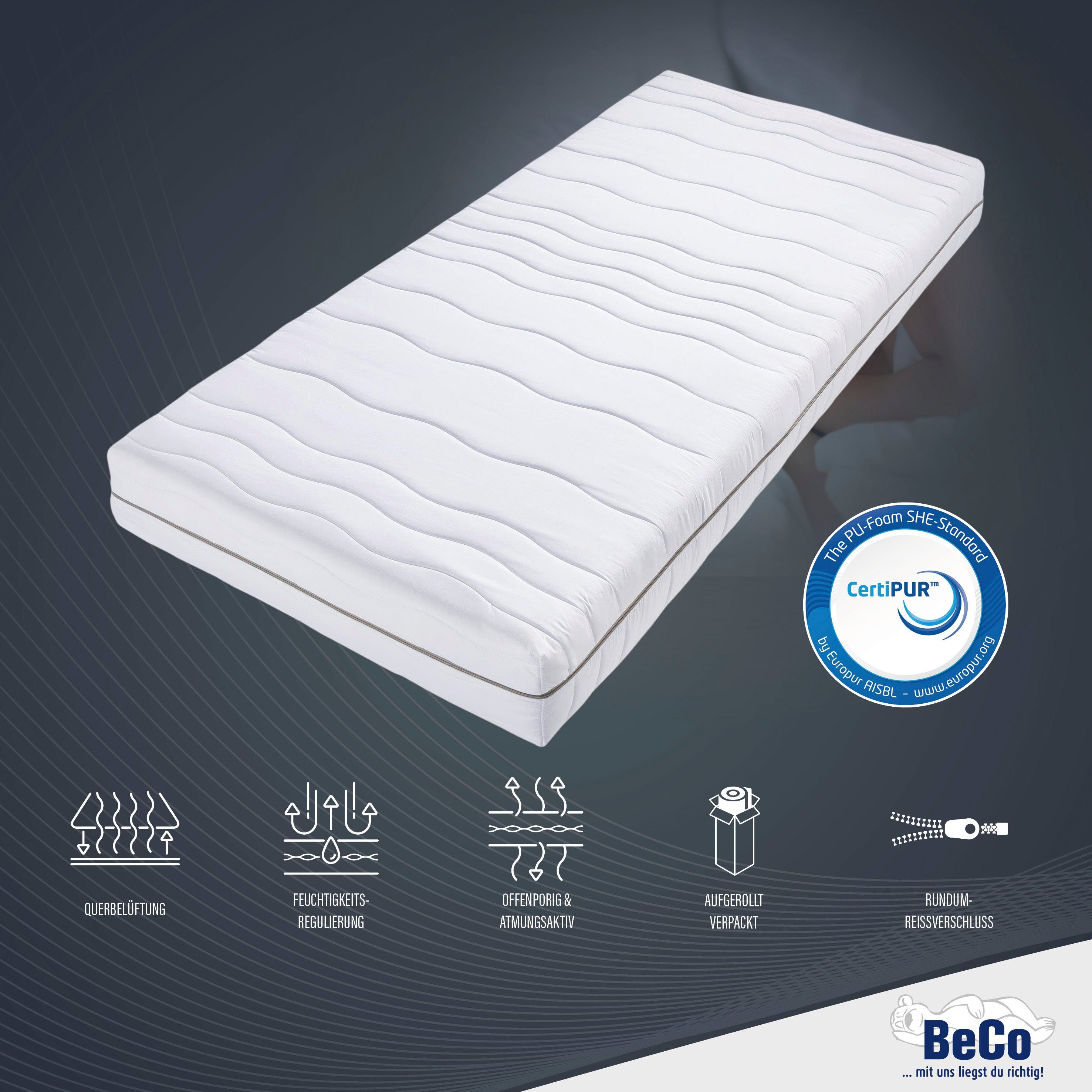 Beco Comfortschuimmatras Matras Selection MF, matras in 90x200 cm en andere maten hoogte 14 cm