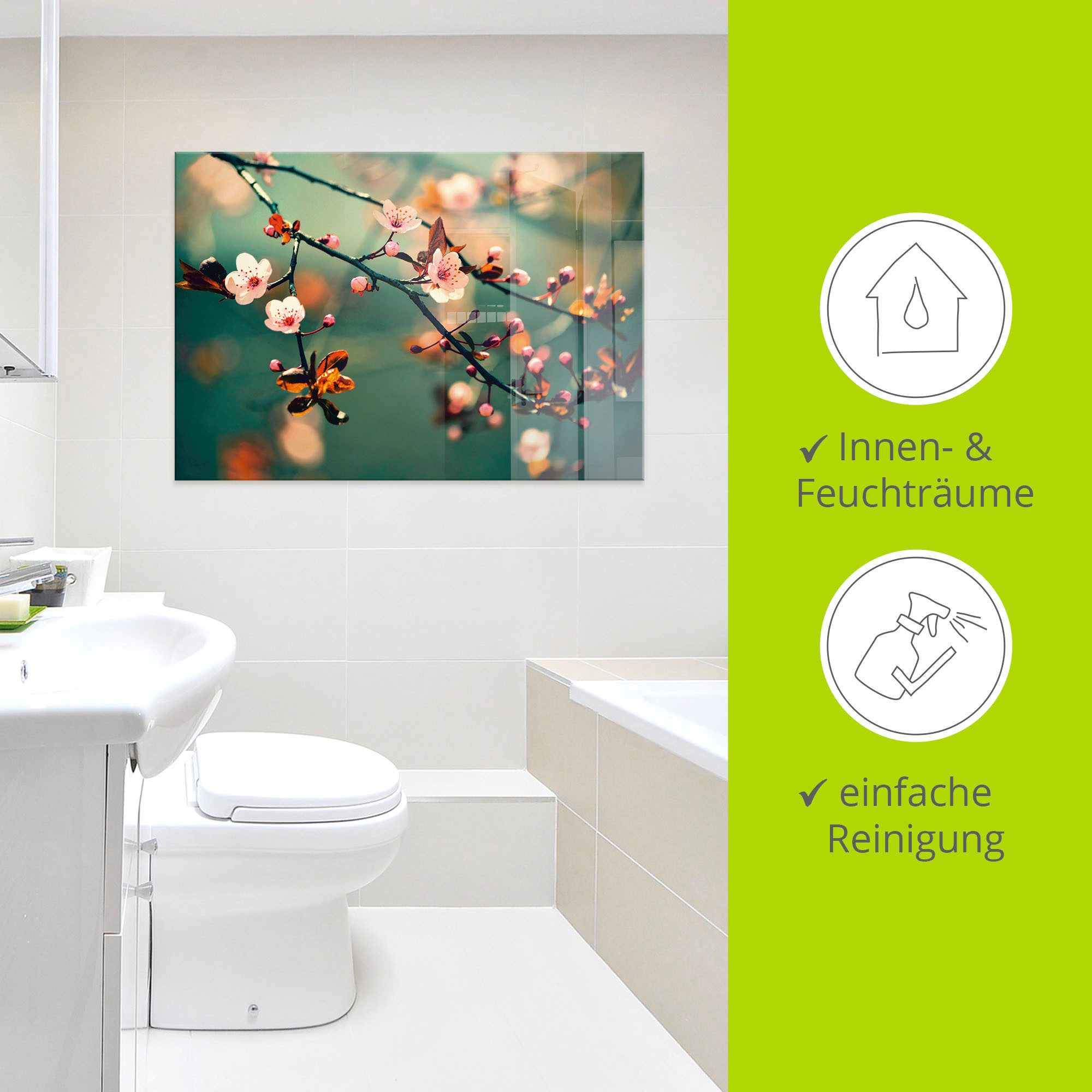Artland Print op glas Japanse kers Sakura bloemen