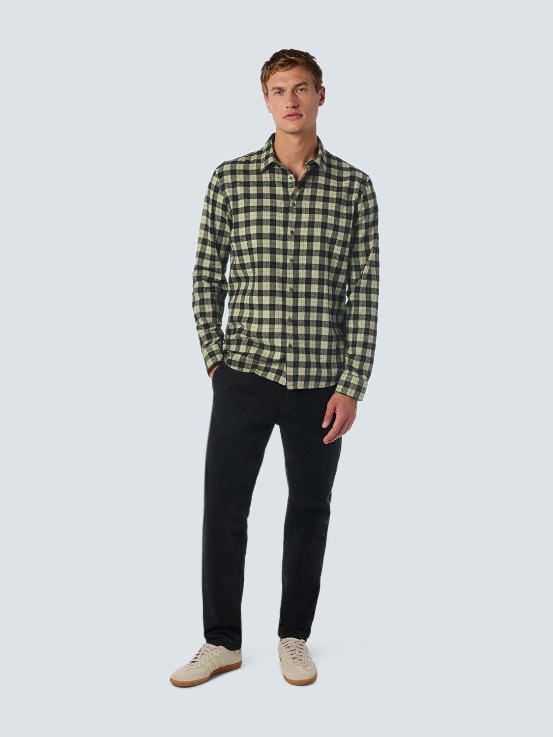 NO EXCESS Overhemd met lange mouwen geruit en met hoogwaardige viscose