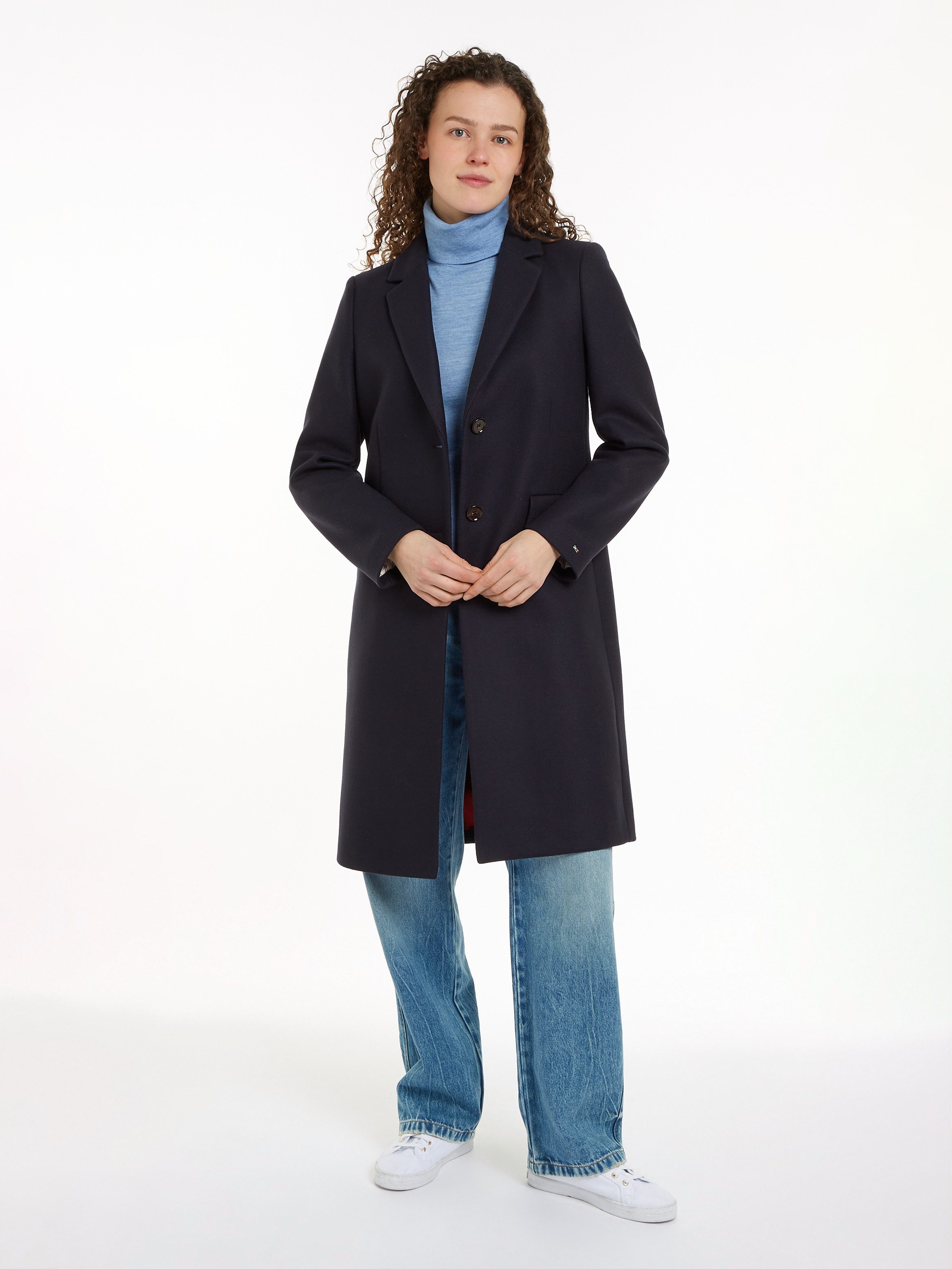Tommy Hilfiger Lange jas met gestempeld logo