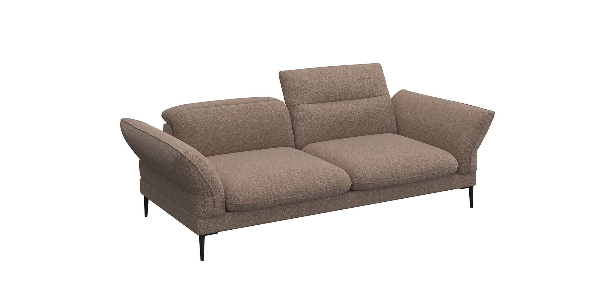 FLEXLUX 2,5-zits Salino, functie-sofa, relaxsofa Bank met arm- en hoofdeinde verstellingen, koudschuim & staalgolven bruin, 2-zitsbanken