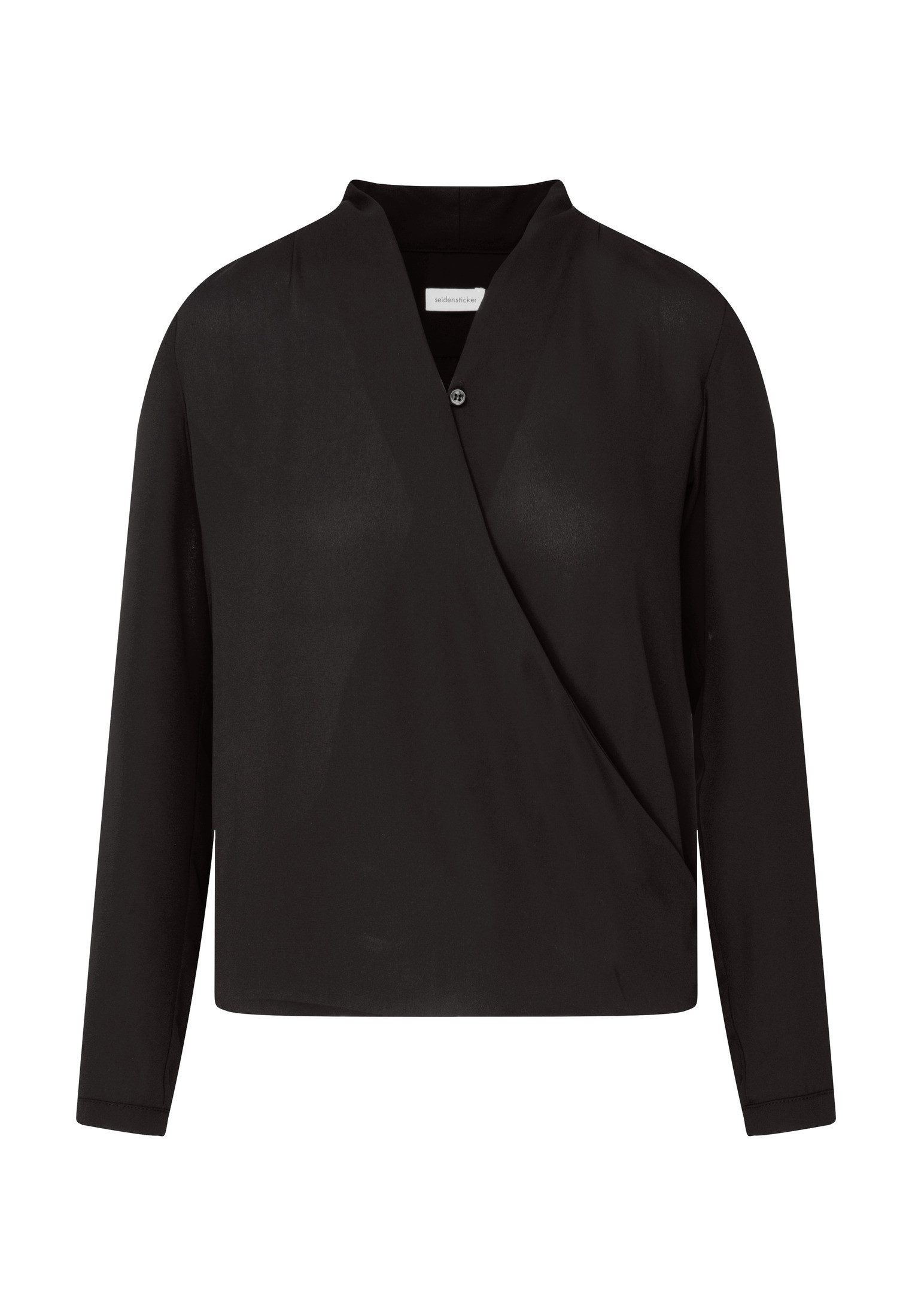 seidensticker Wikkelblouse Zwarte roos Lange mouwen V-hals uni