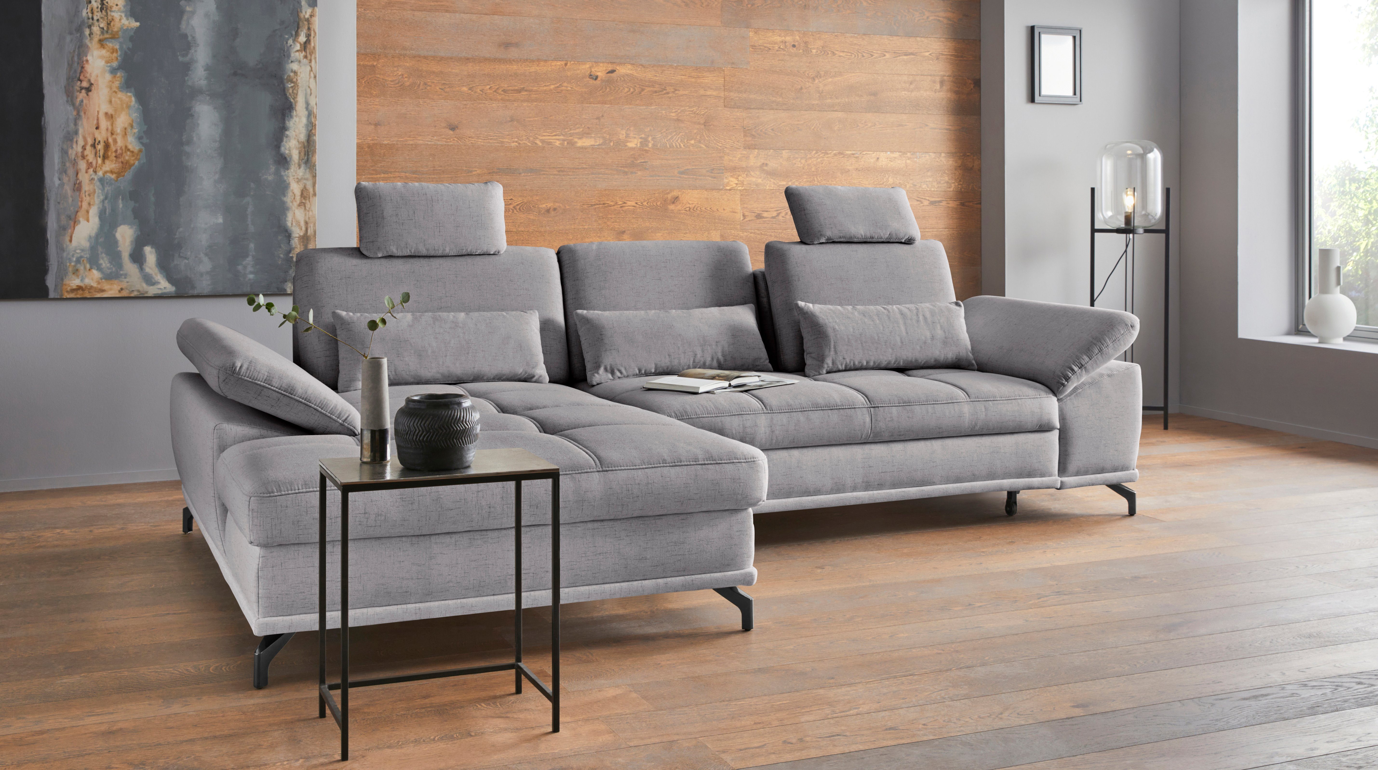 Places of Style Hoekbank Costello L-vorm, met zitdiepteverstelling, armleuningverstelling en