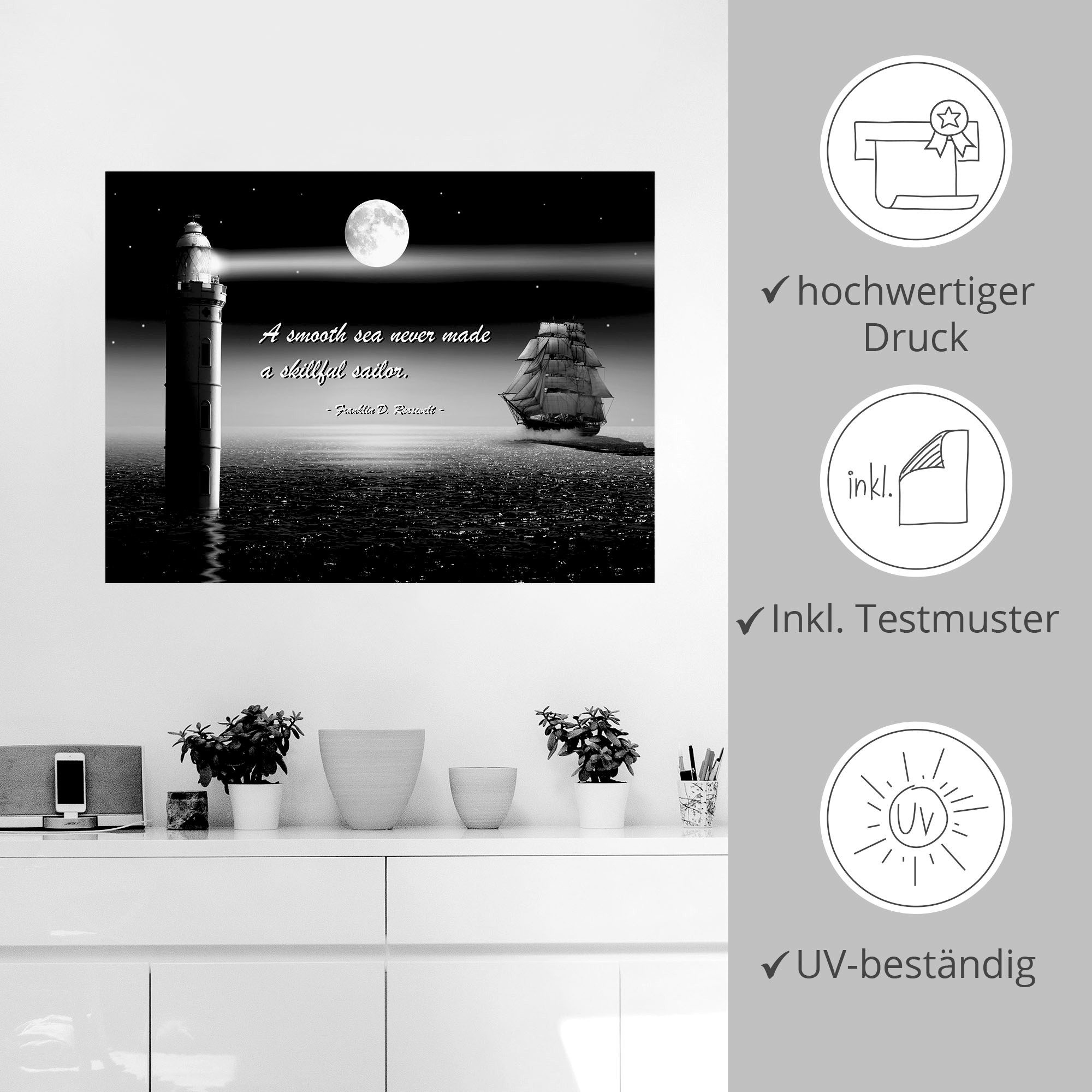 Artland Artprint Een rustige zee zeeman als poster, muursticker in verschillende maten