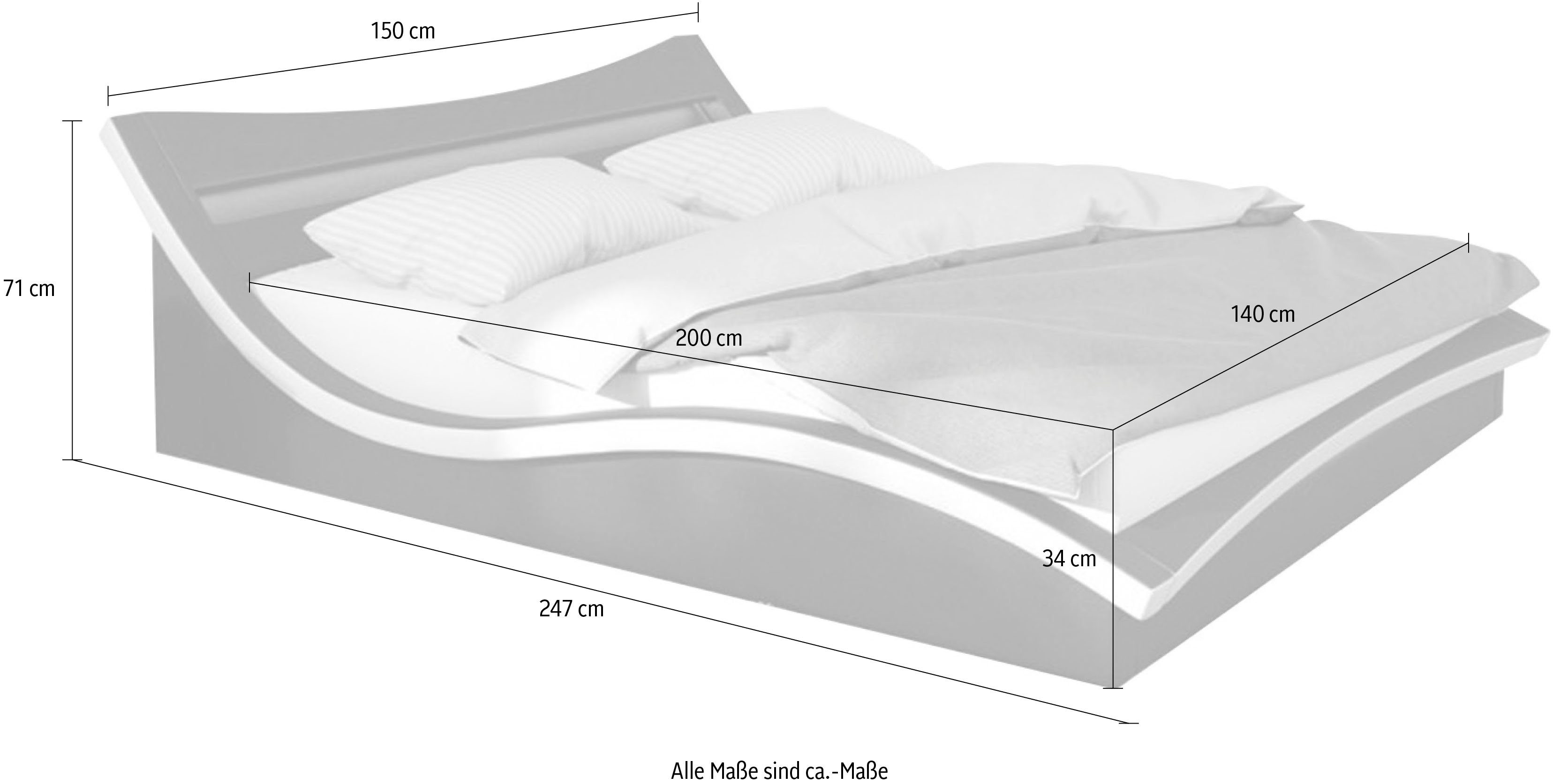 SalesFever Gestoffeerd bed met ledverlichting in het hoofdbord, design bed in een moderne look