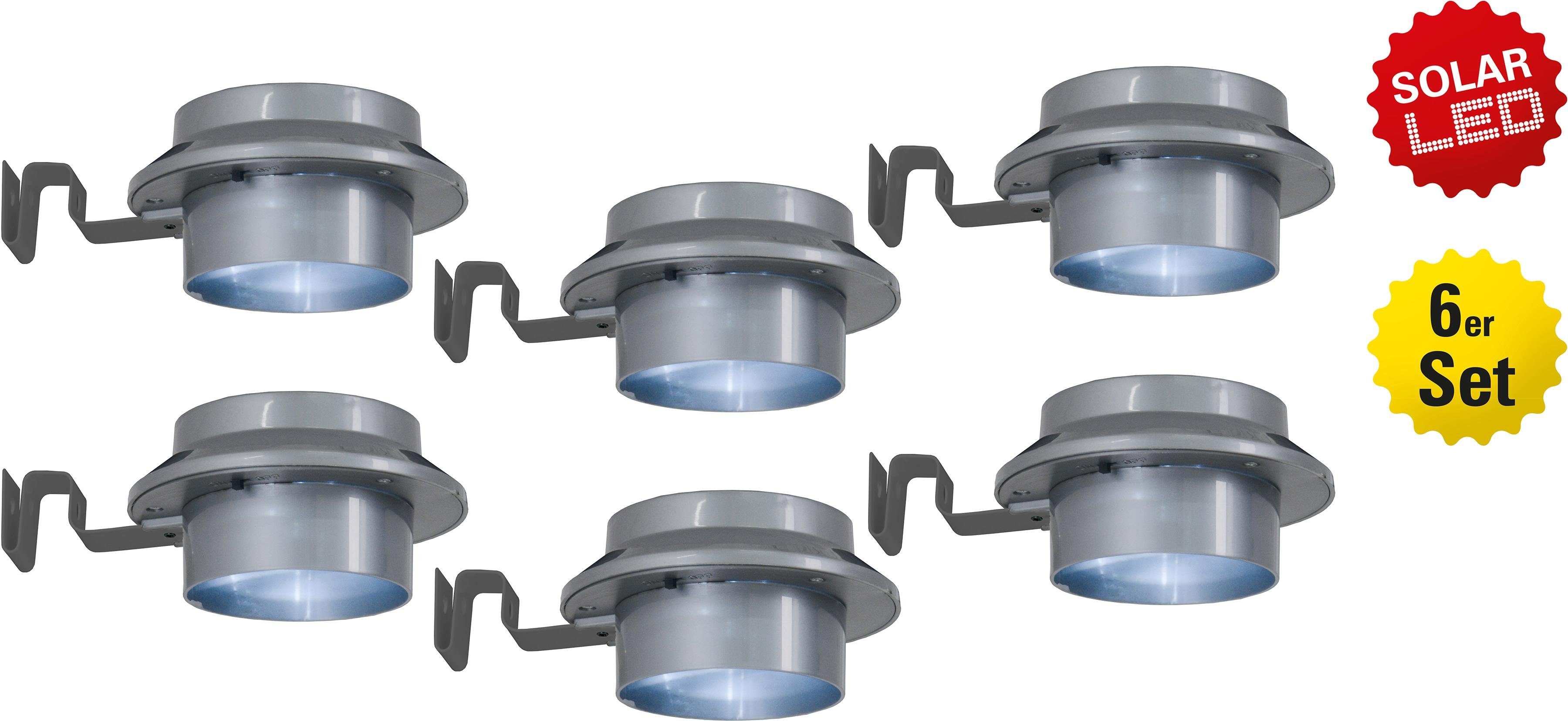 näve Led-dakgootverlichting Mistra Weerbestendig, AA 1,2V accu, kleur: grijs, materiaal: kunststof (6 stuks)