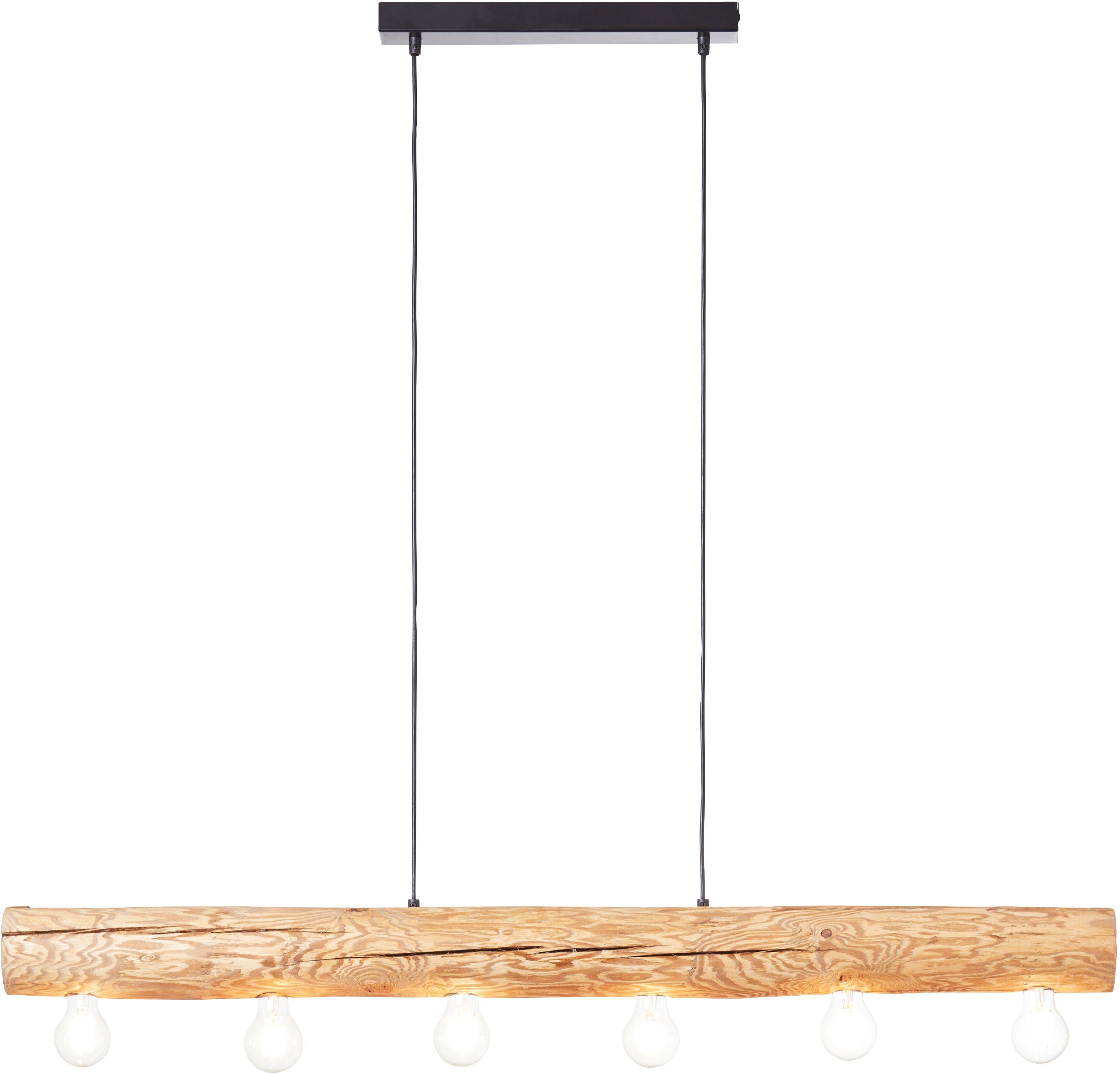 Brilliant Leuchten Hanglamp TRABO 105 cm hoogte, 115 cm breedte, 6x e27, in te korten, hout / metaal, grenen gebeitst (1 stuk)