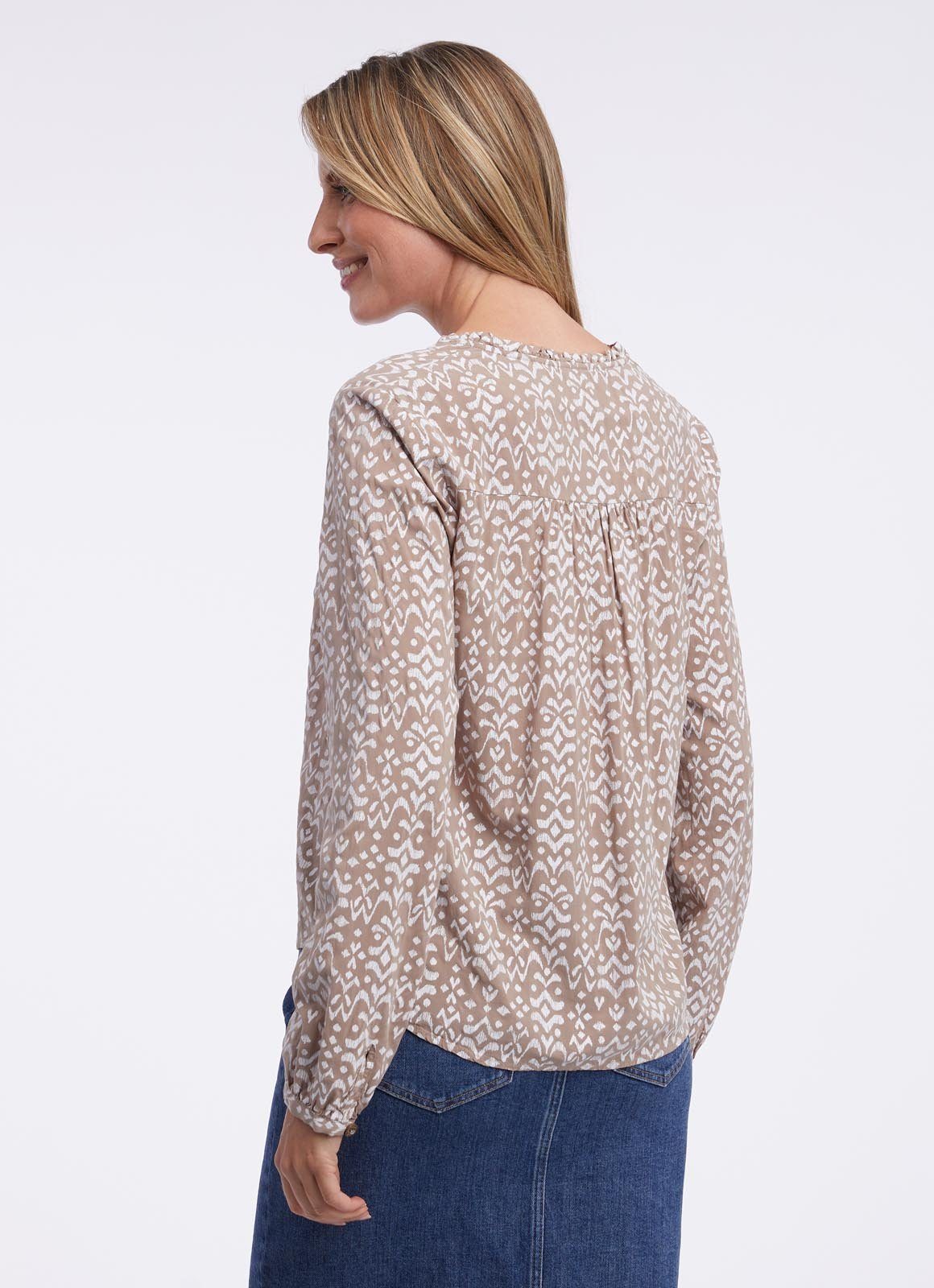 Ragwear Shirt IONE PRINT met bindband aan de halslijn en knoopsluiting