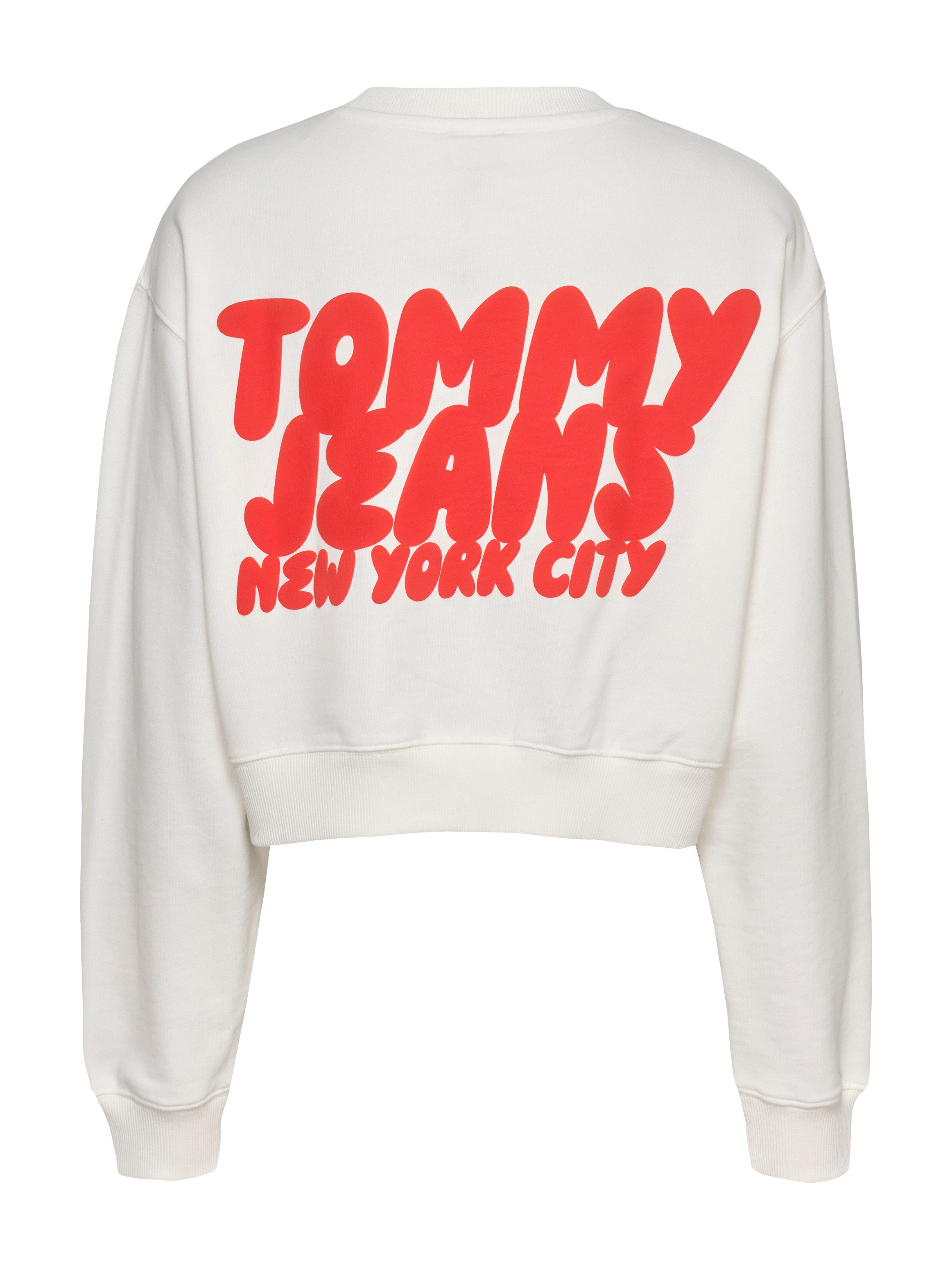 TOMMY JEANS Sweatshirt TJW RLX CRP TJ BUBBLE CREW met grote logoprint op de rug