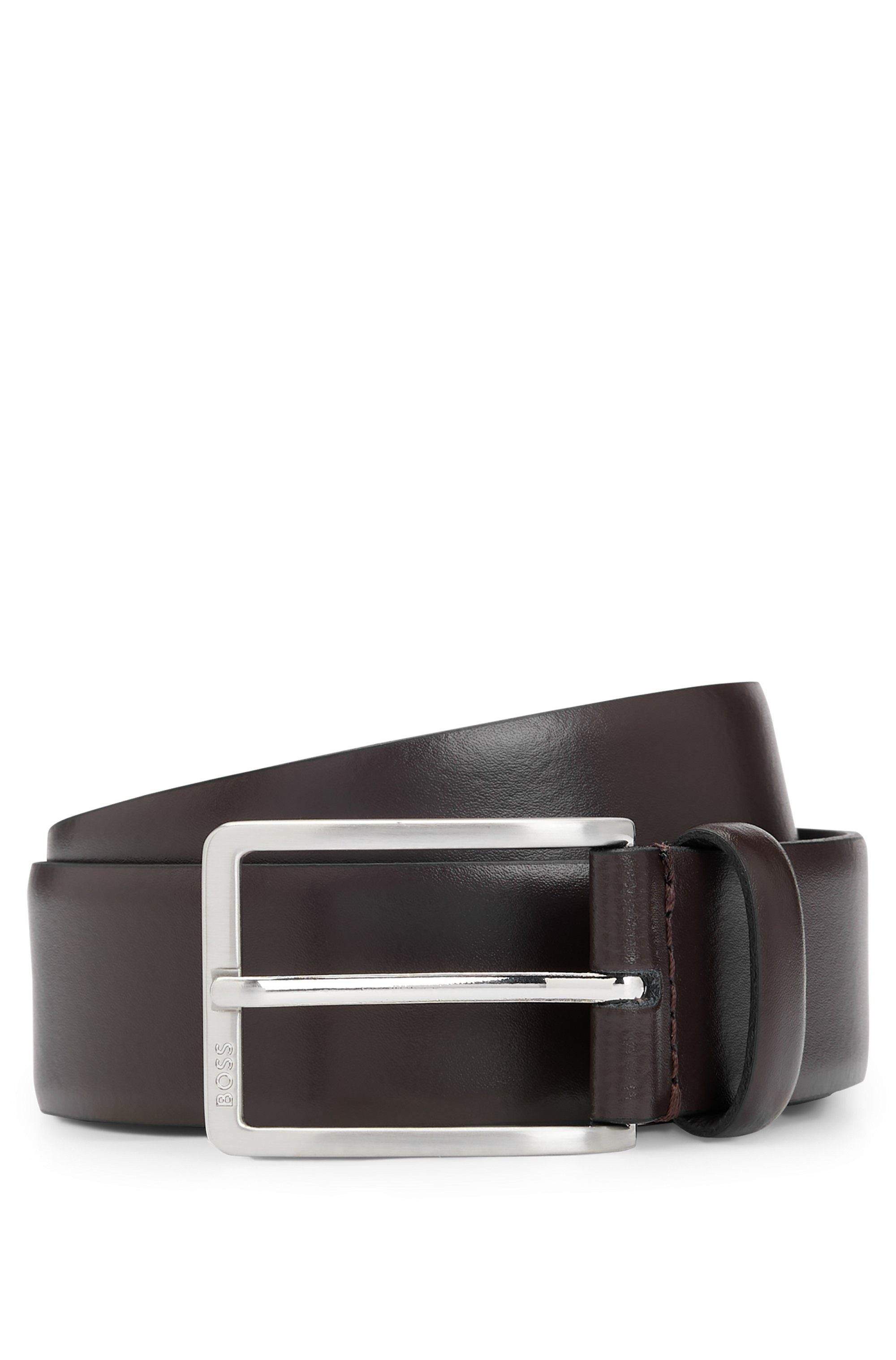 Boss Leren riem Erman-L_Sz35 met subtiele boss-reliëf op de sluiting