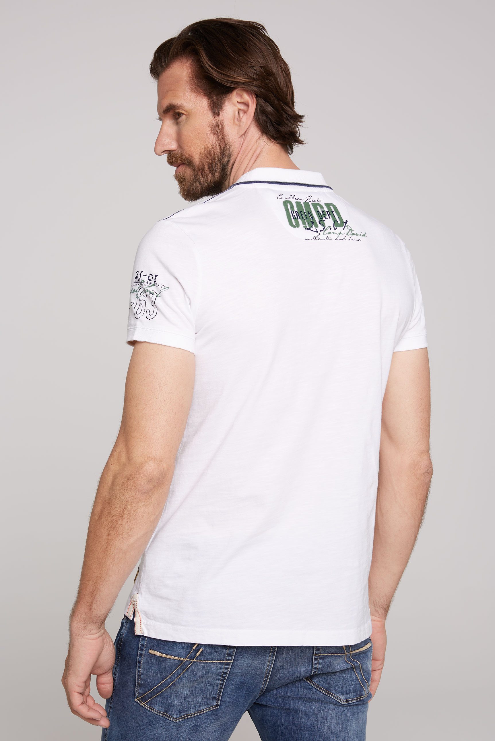 CAMP DAVID Poloshirt met voor- en achterkant print