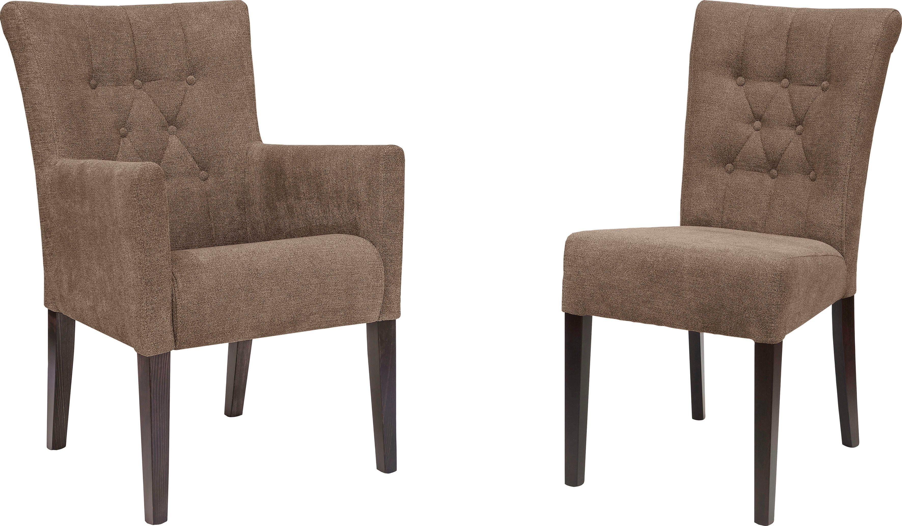 Home affaire Eetkamerstoel Queen BESTSELLER Gestoffeerde stoel met knoopdetails, set van 2, 4 of 6