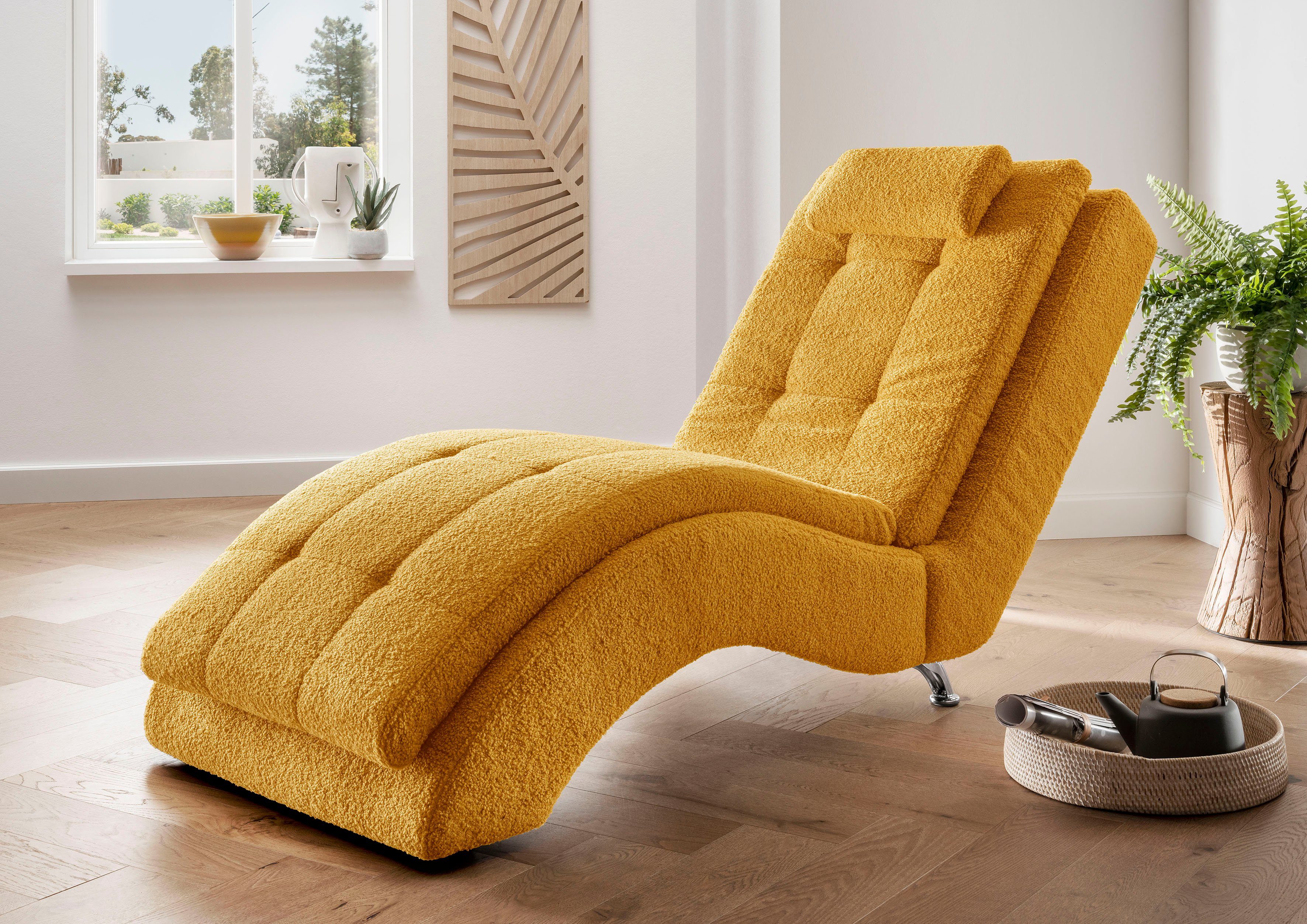 Home affaire Relaxstoel Vengo2 met hoofdkussen, matten-look op romp ligfauteuils maat Luxe-microvezel zacht geel
