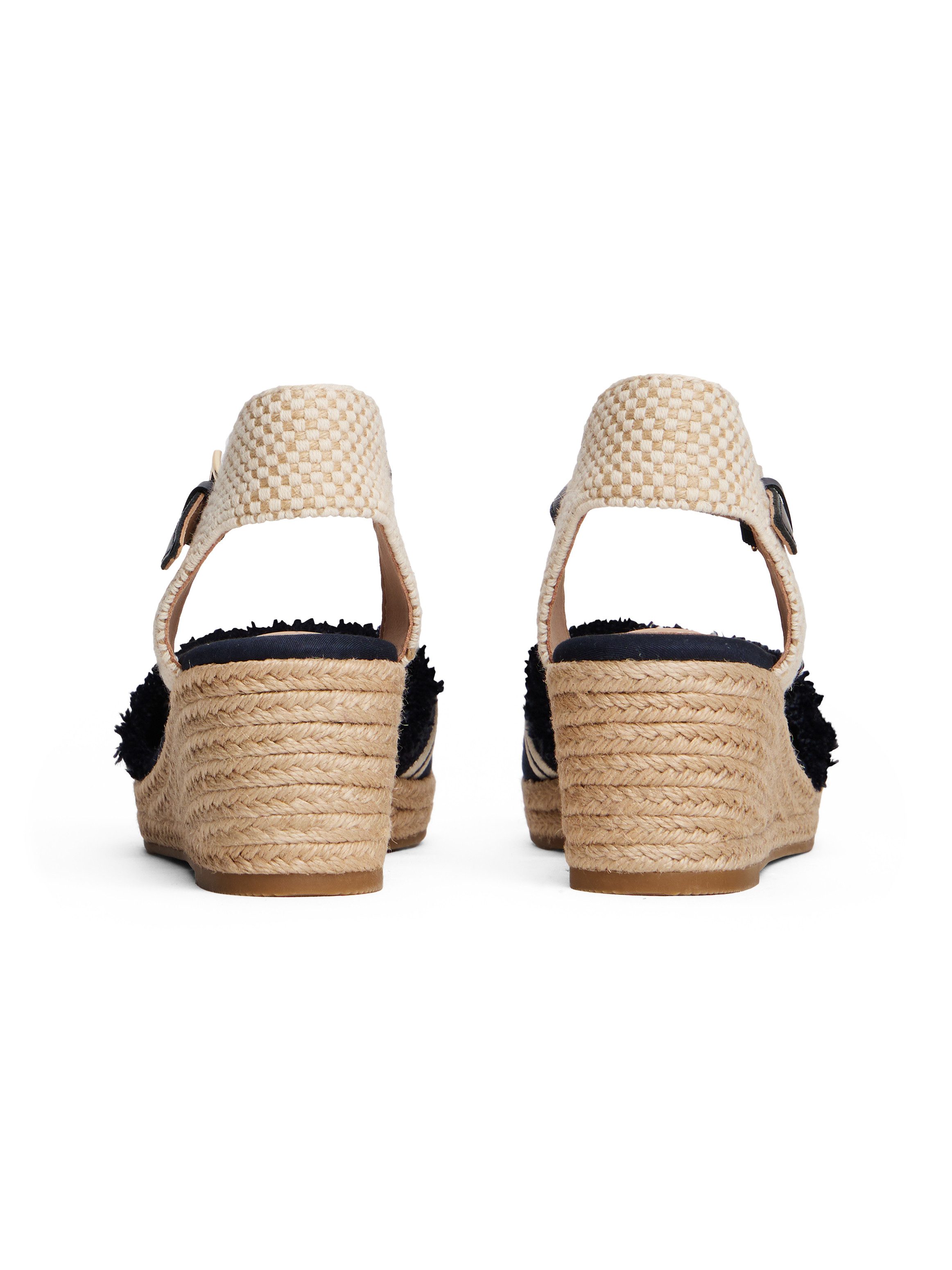 Tommy Hilfiger Sleehaksandaaltjes FRINGE CANVAS MEDIUM WEDGE