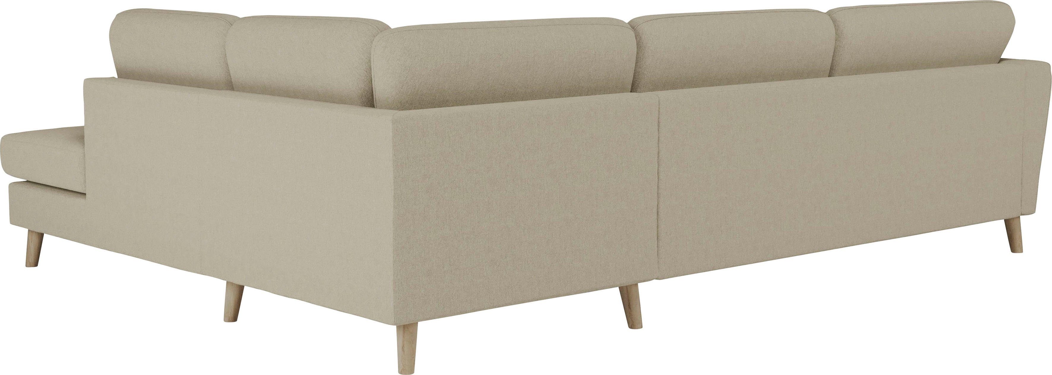 Home affaire Hoekbank MARSEILLE 278x202 cm, L-model, Ottom. Rechts/links Massief houten poten van eiken, in verschillend overtrekken en kleurvarianten