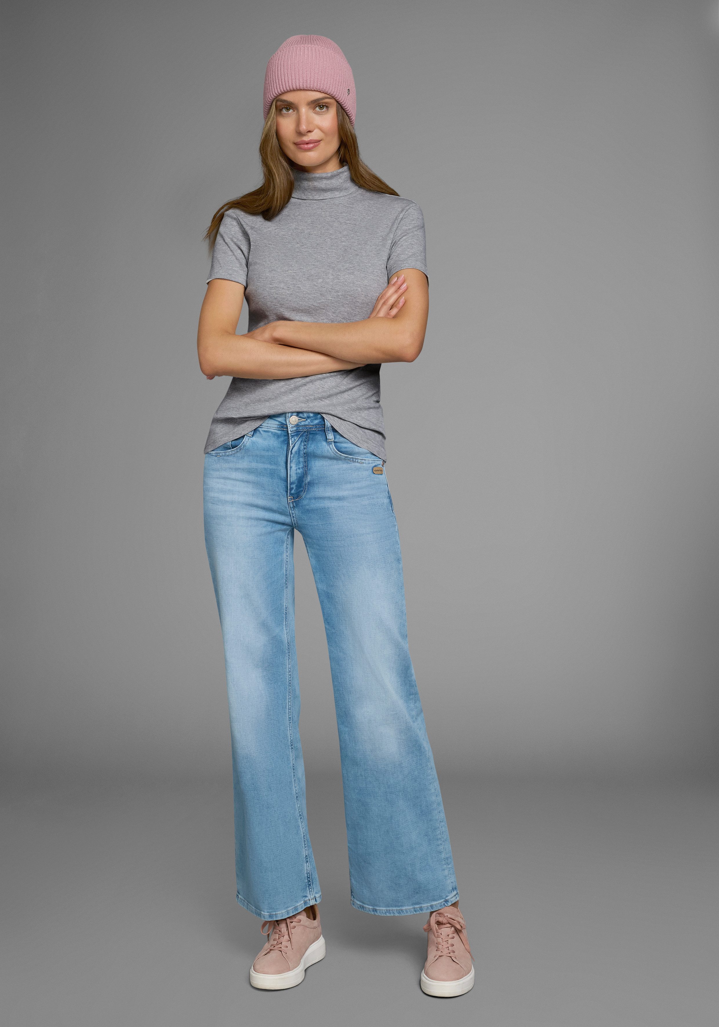 Flashlights Colshirt figuurvolgend, basic stijl, rolkragen, van 100% katoen, elastisch
