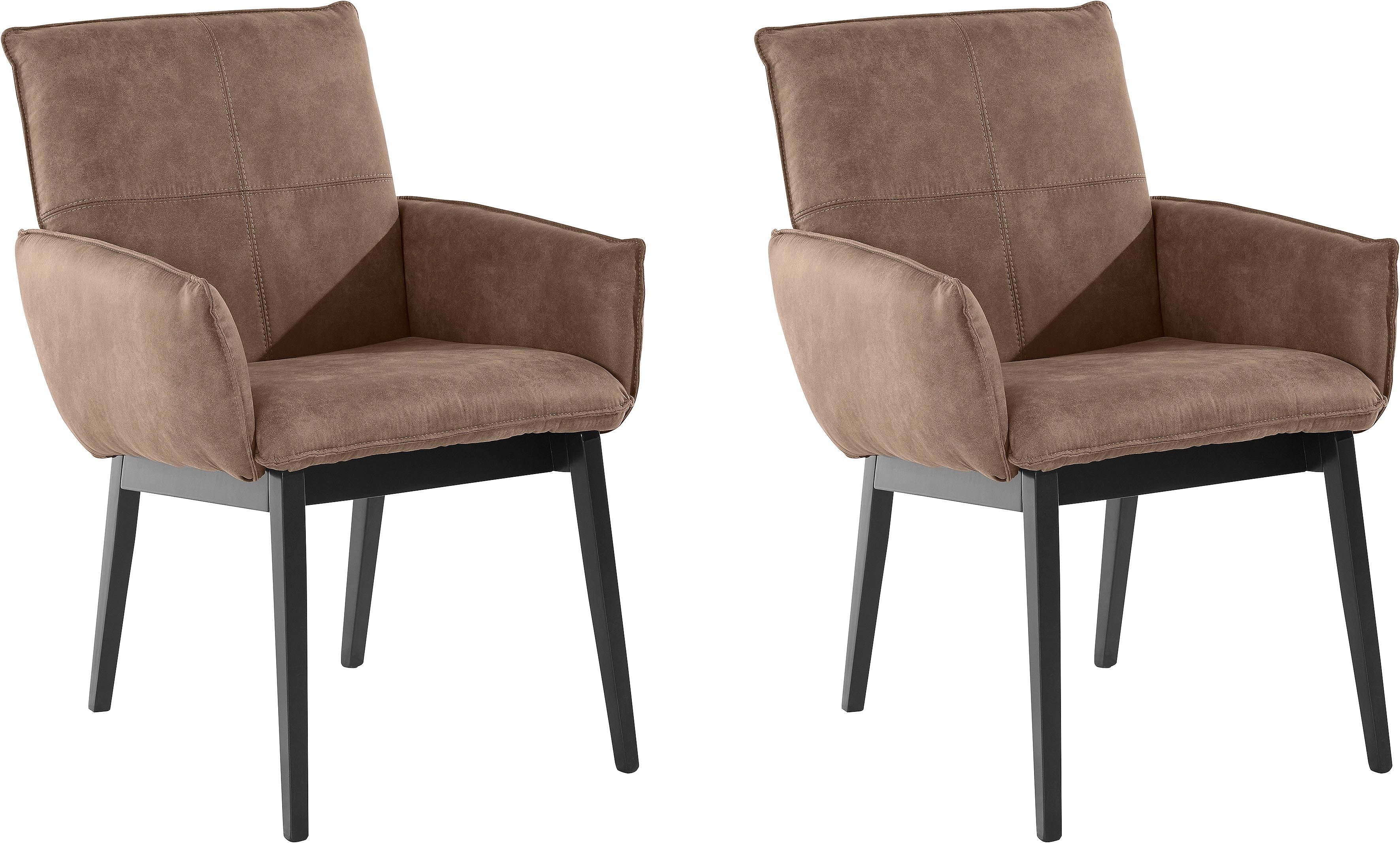 Home affaire Stoel met armleuningen Model 6 Bekleding van microvezel of leer, frame is beuken in zwart gelakt (2 stuks)