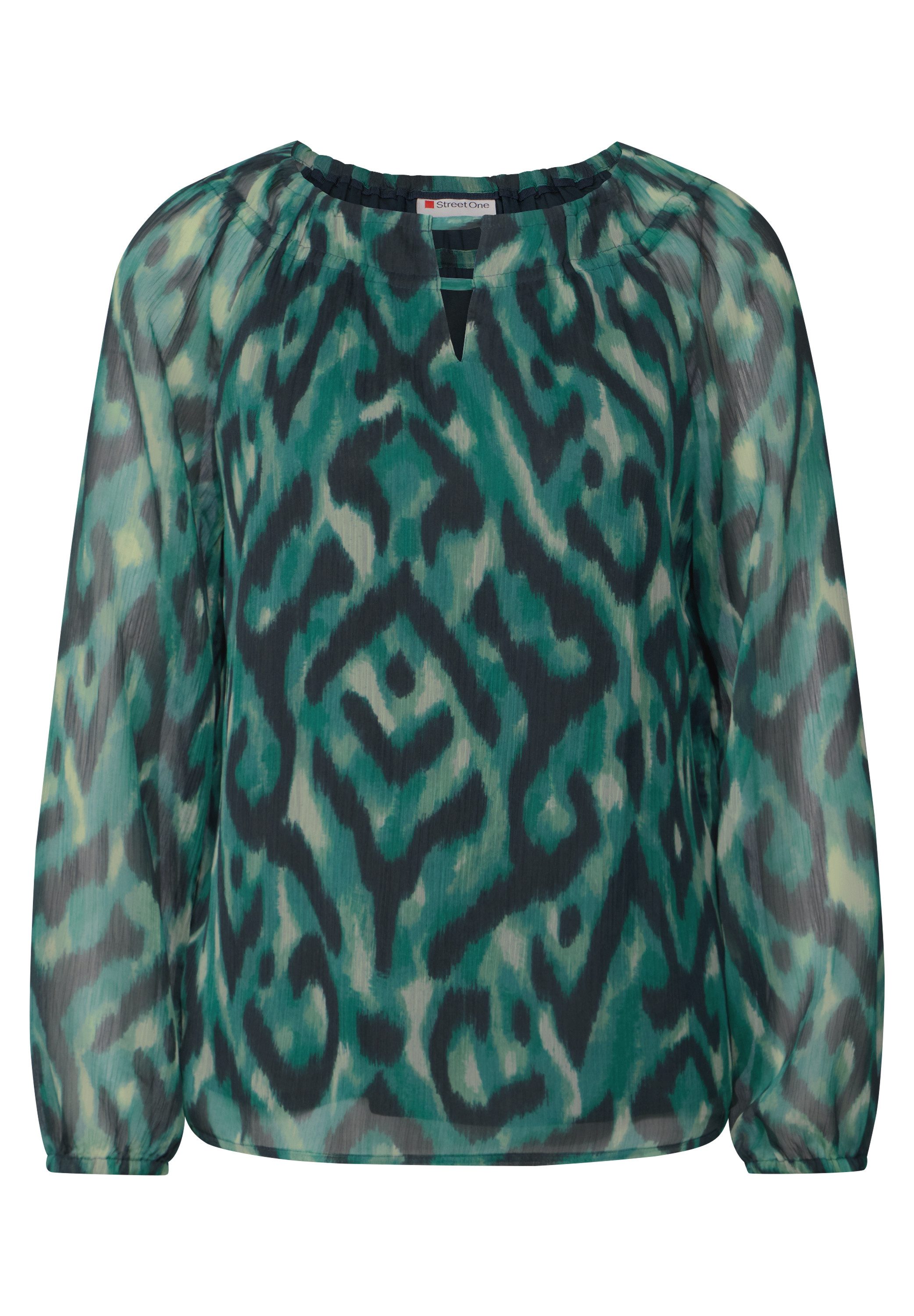 STREET ONE Chiffon blouse met grafisch patroon en plooien aan de kraag