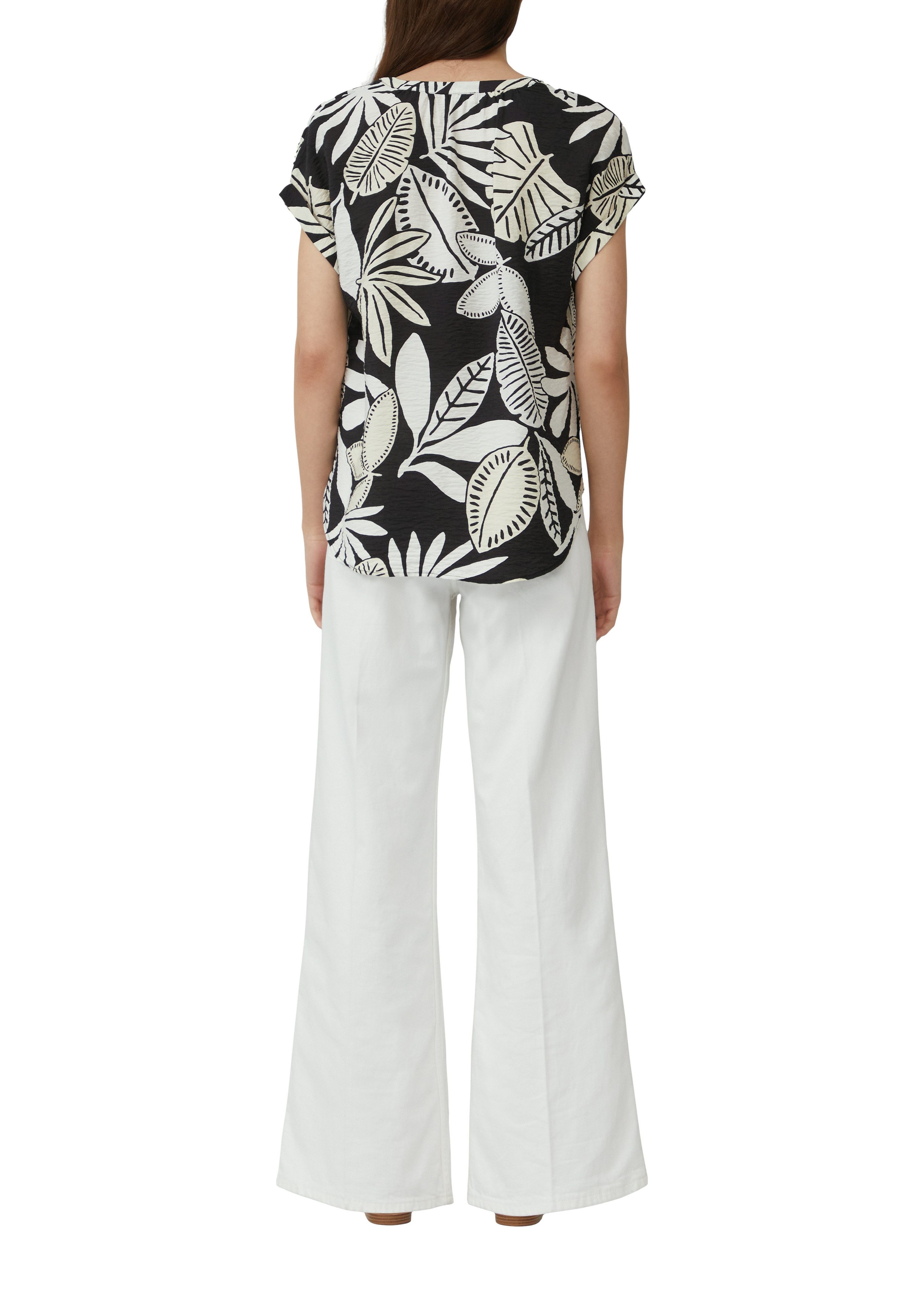 s.Oliver Gedessineerde blouse met rimpeldetails