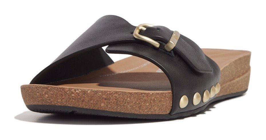Fitflop Slippers IQUSHION ADJUSTABLE BUCKLE LEATHER SLIDES , zomerschoen, slippers met verstelbare bandage