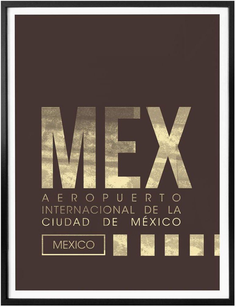 Wall-Art Poster Artprint MEX luchthaven Mexico City (1 stuk)