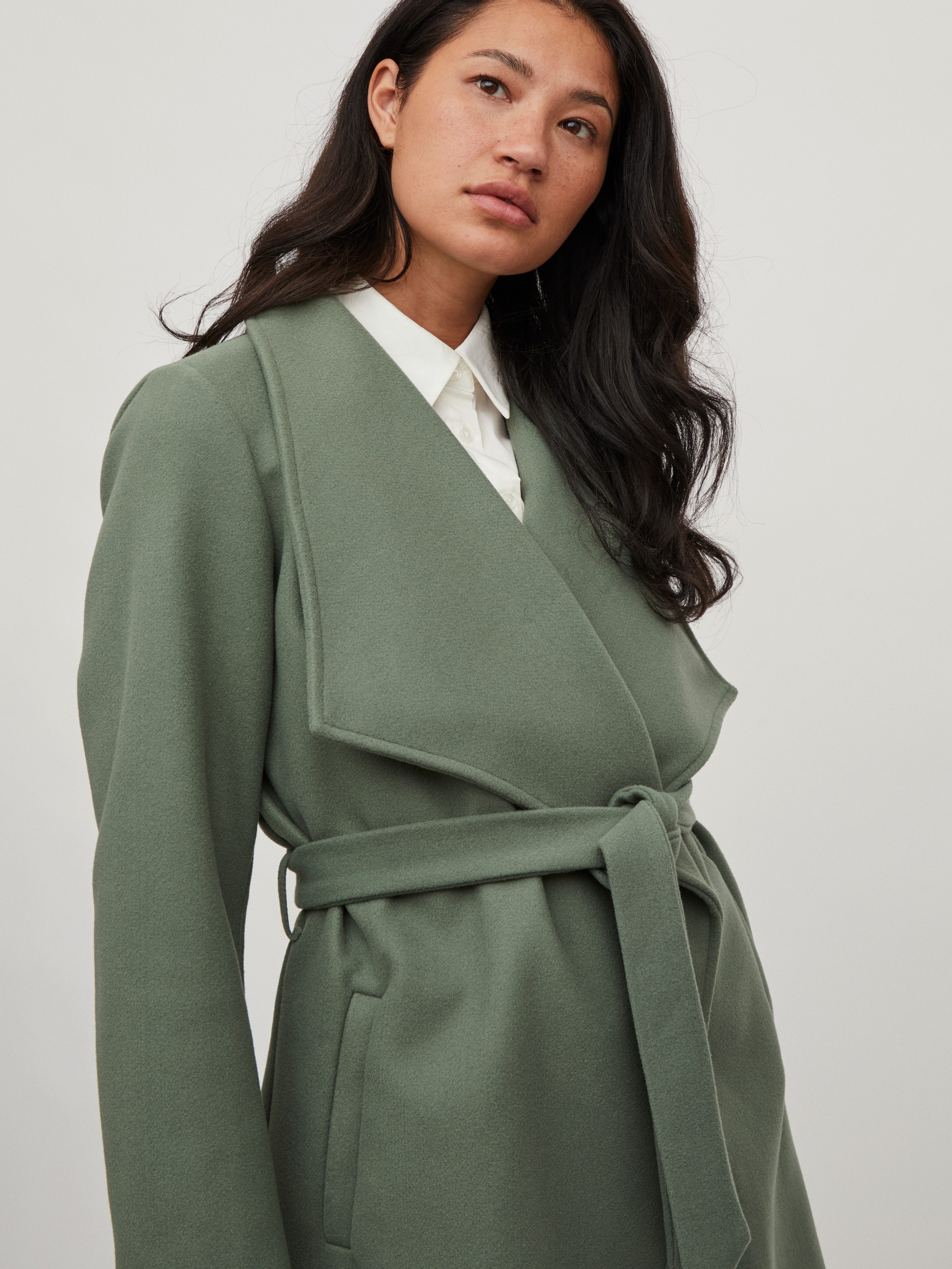 Vila Korte jas VICOOLEY COLLAR BELT COAT - NOOS