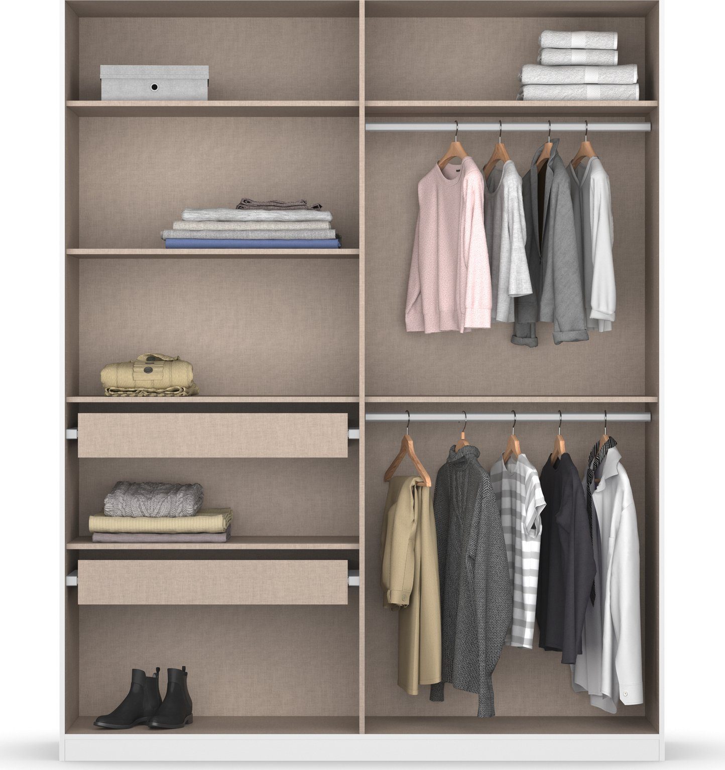 rauch Draaideurkast Kledingkast kast garderobe KOLUNA met decor-front inclusief 2 binnenladen en extra legplanken made in germany