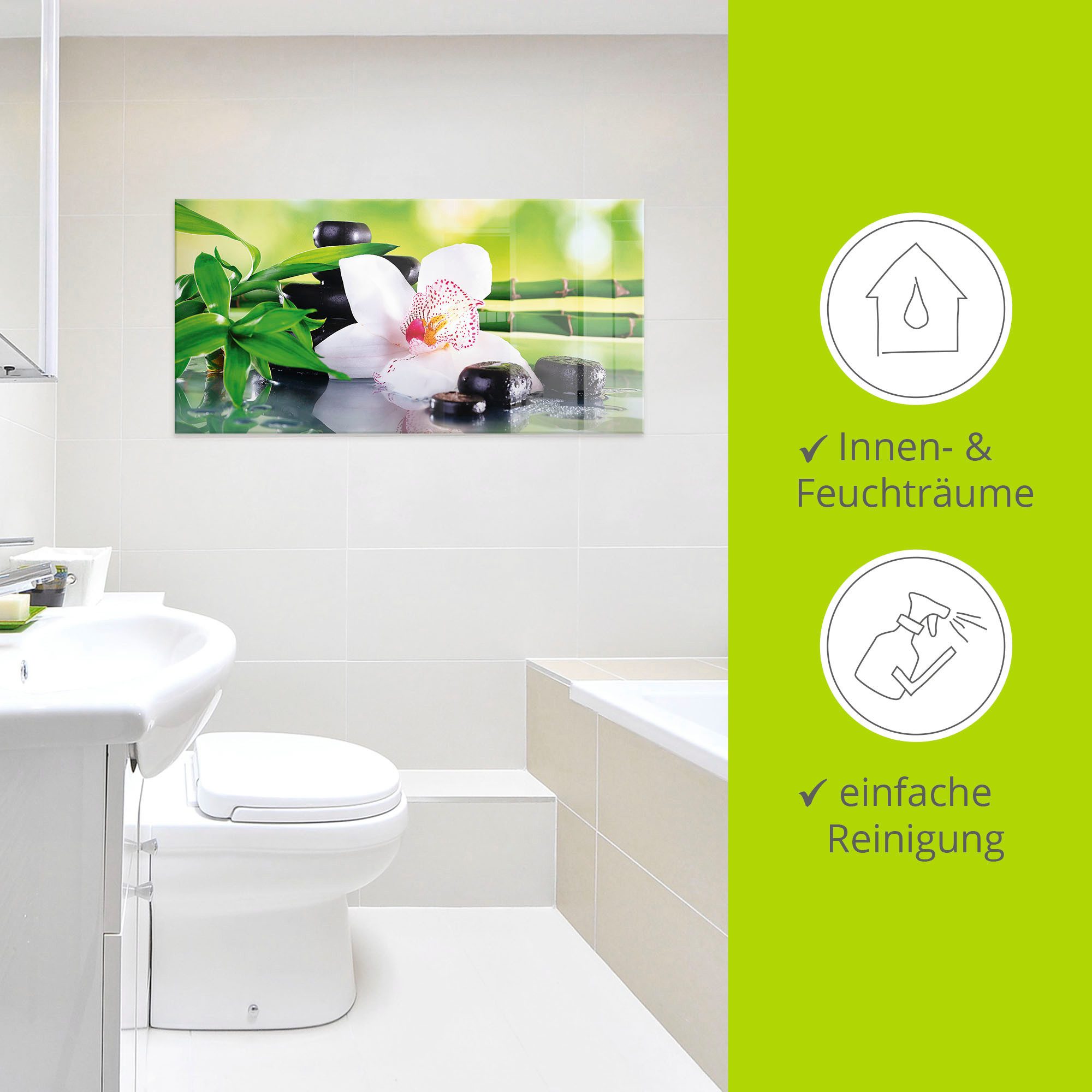 Artland Print op glas Spa stenen bamboe takjes orchidee