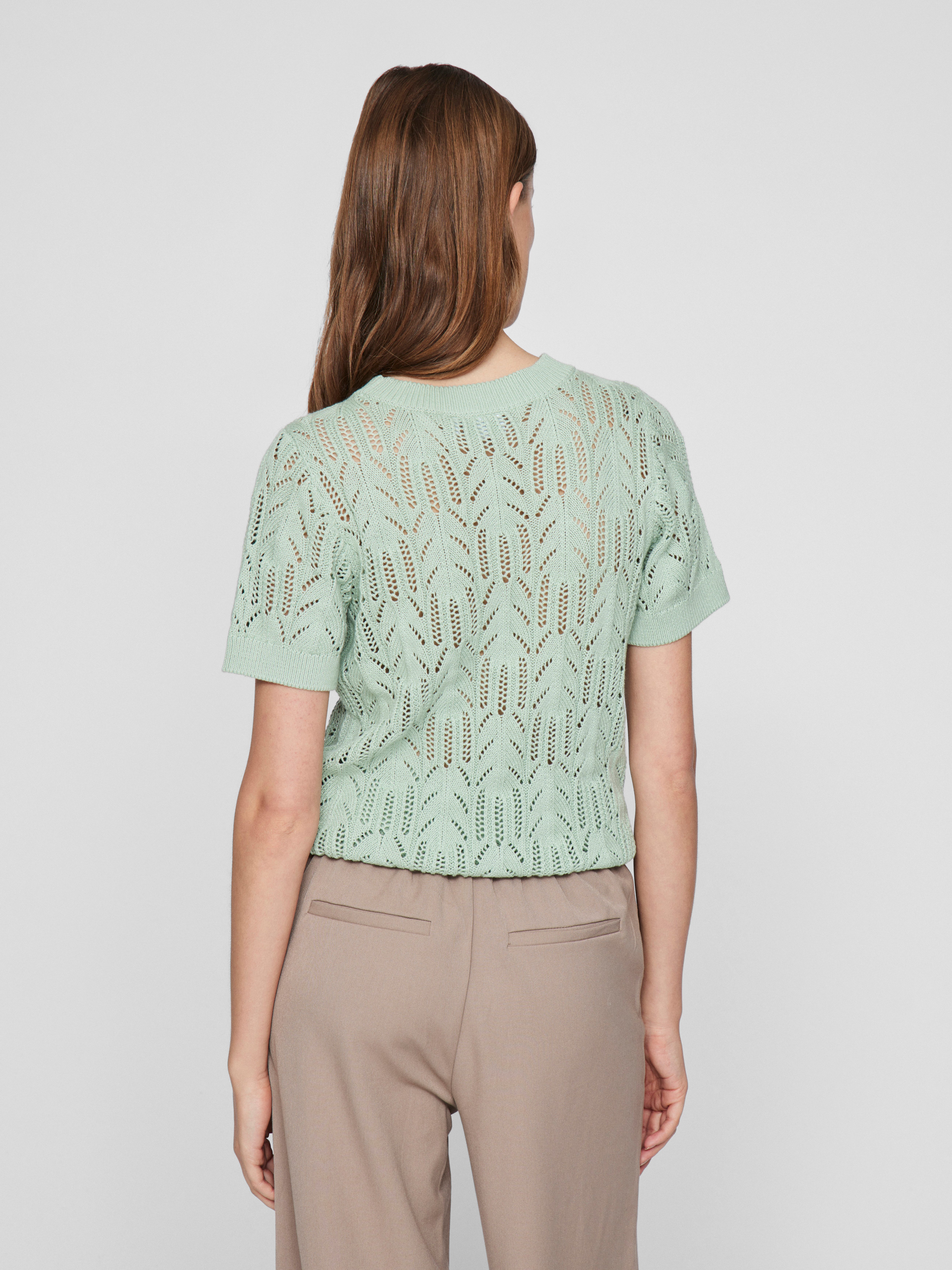Vila Trui met korte mouwen VICOTTI S/S O-NECK KNIT TOP - NOOS