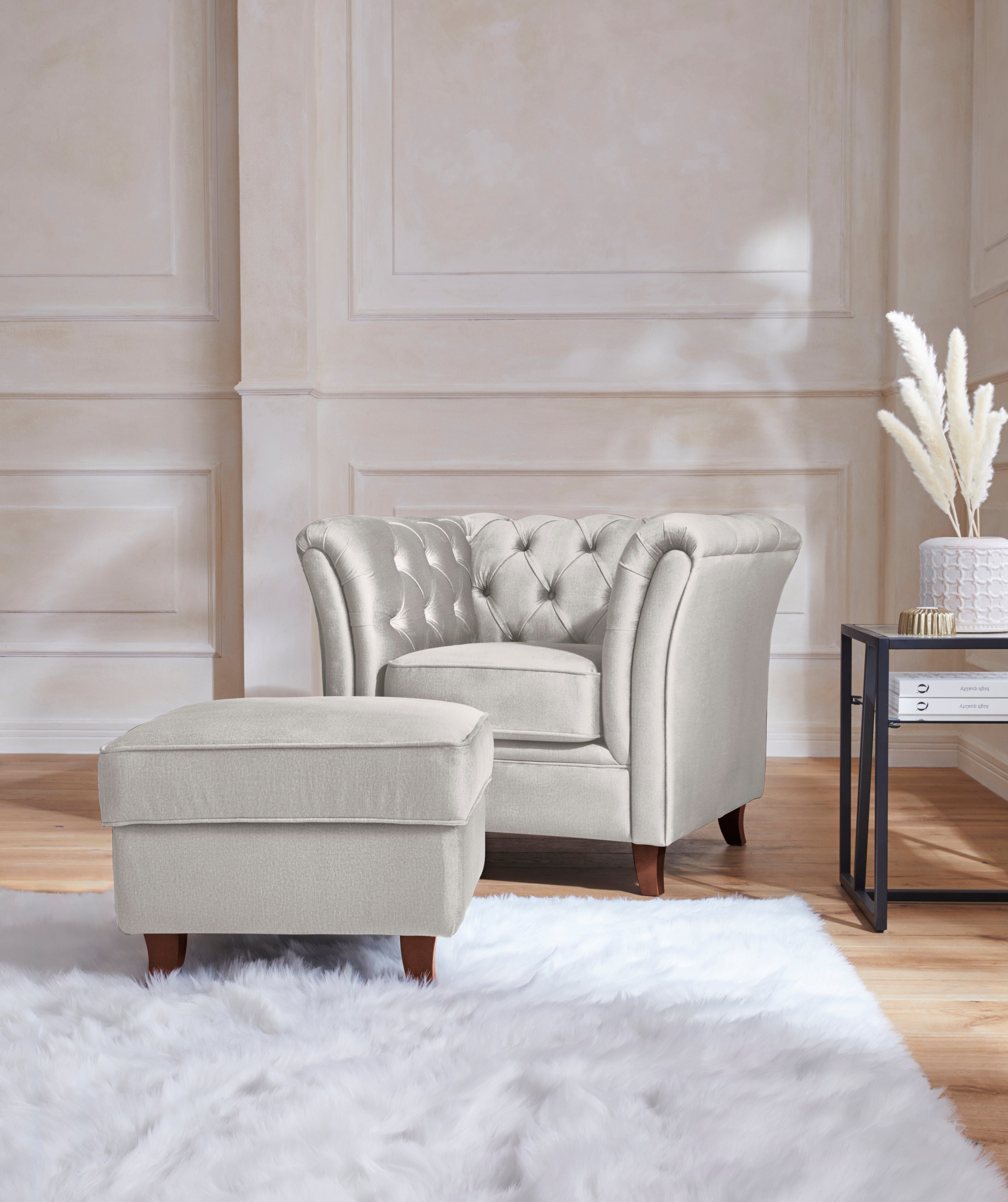 Home affaire Chesterfield-fauteuil Reims cocktailstoel, stoel met echte chesterfield-capitonnage, uitstekende verwerking fauteuils grijs