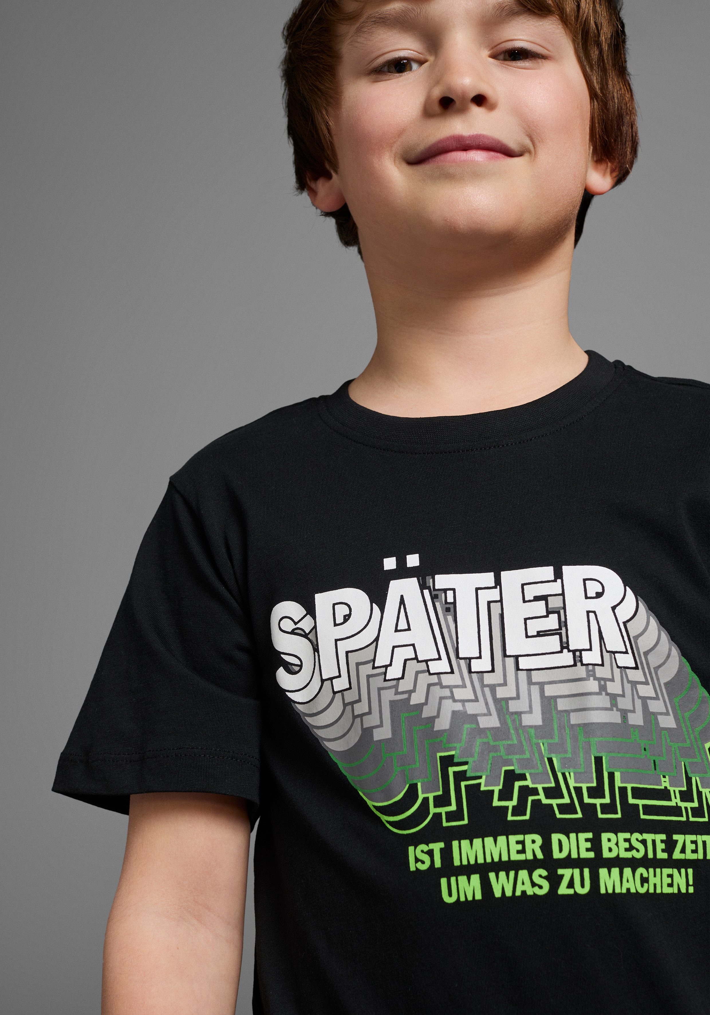 KIDSWORLD T-shirt SPÄTER...... Korte mouwen, perfecte pasvorm, met coole statements en slogans