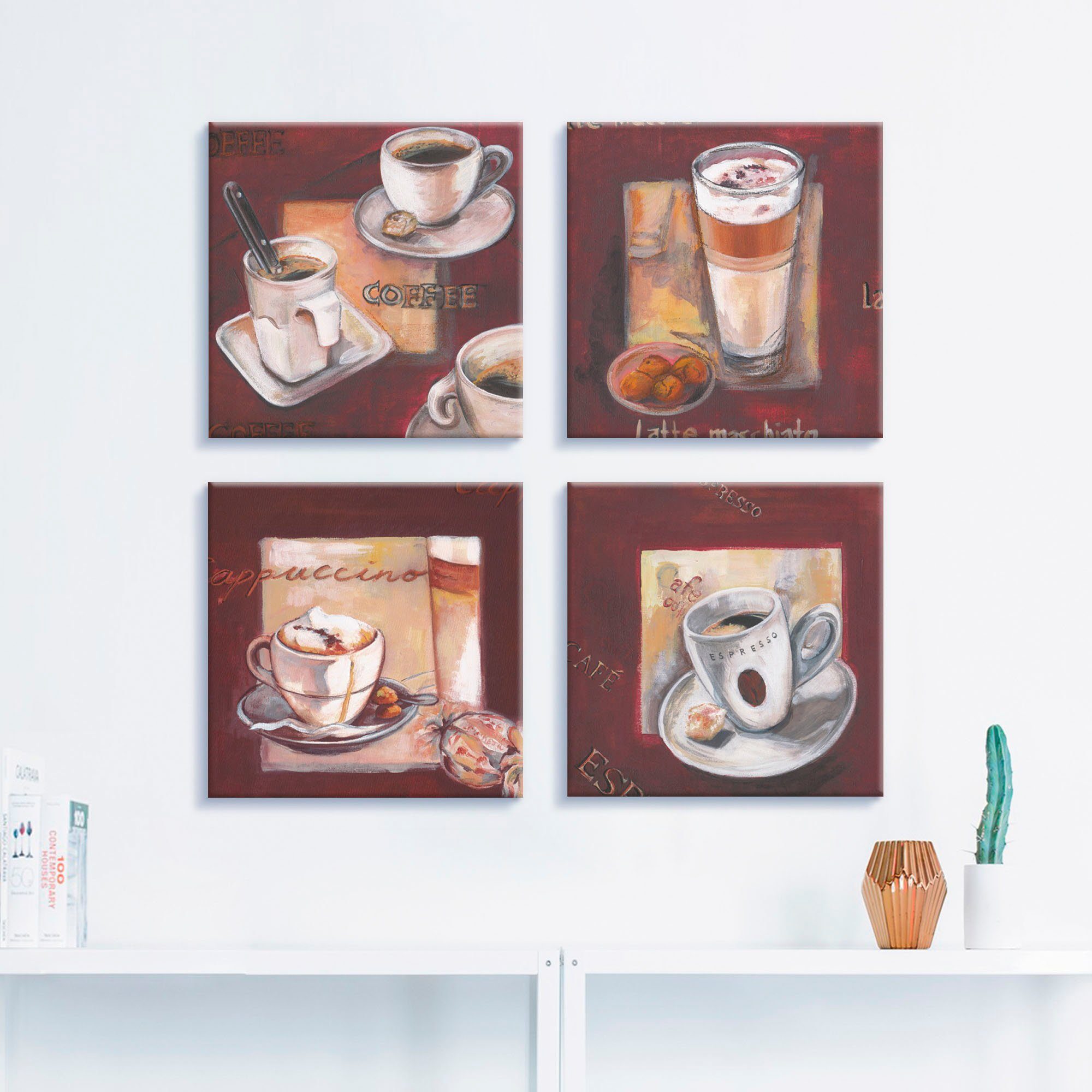 Artland Artprint op linnen Koffie I, -II, -III, -IV set van 4, verschillende maten (4-delig)
