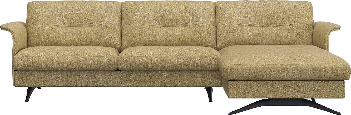 FLEXLUX Hoekbank Glow, super comfortabel door hoogwaardige zitconstructie met binnenvering, L-vorm geel, hoekbanken, Chaiselongue rechts, Armlehne