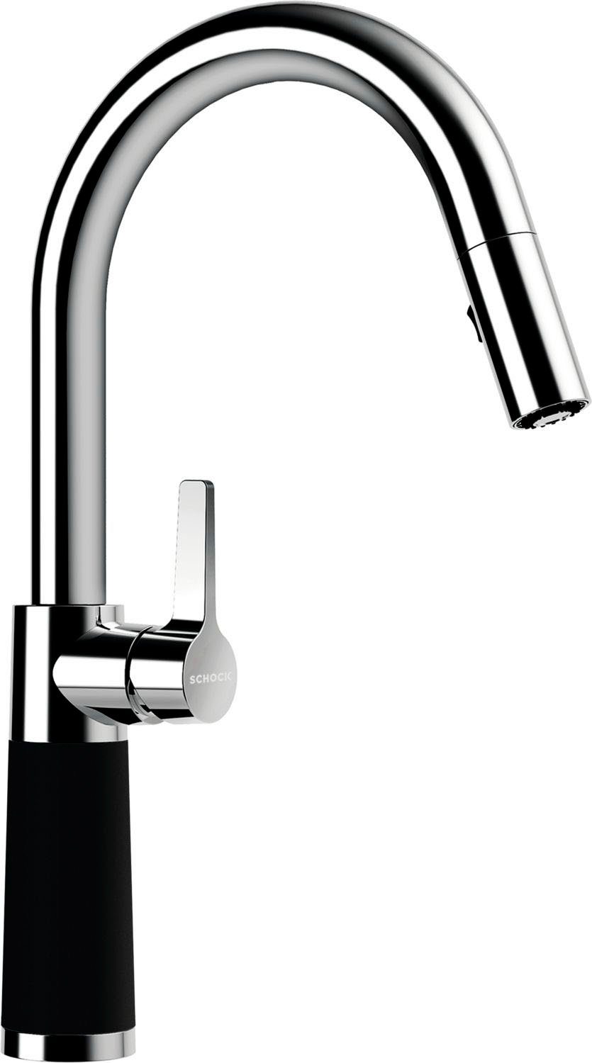 Schock Keukenkraan SC-520 SB uitschuifbaar, straal-douche, terugstroombegrenzer, draaibereik 120° keukenkranen zwart