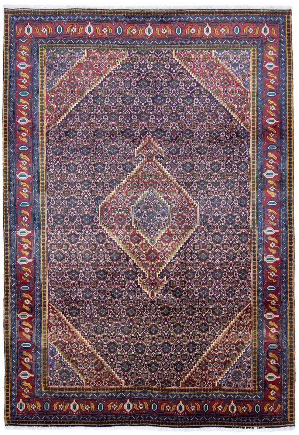 morgenland Wollen kleed Ardebil medaillon Blu 300 x 202 cm Uniek exemplaar met certificaat