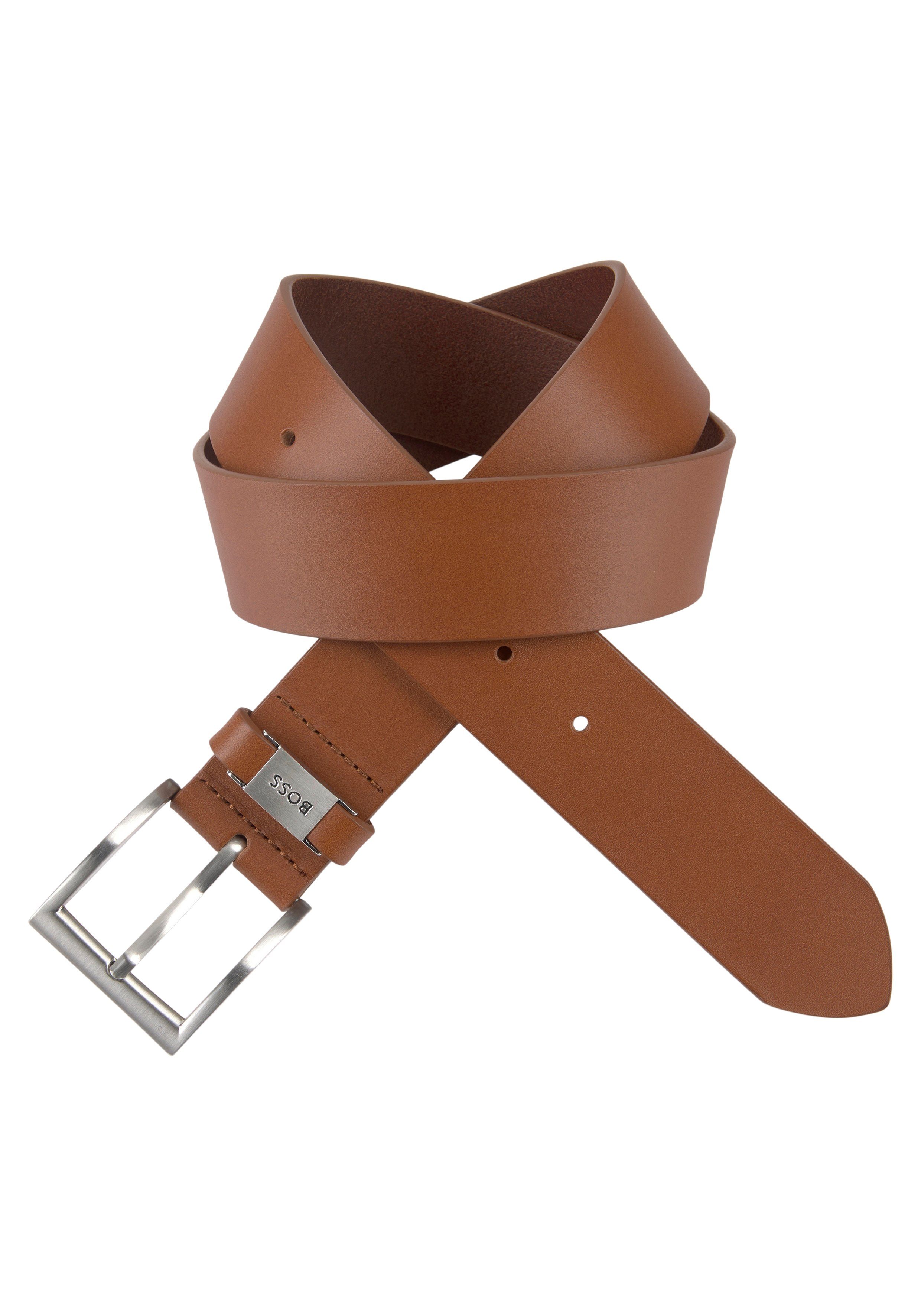 Boss Leren riem Connio zilverkleurige sluiting & logo-tekst op de lus