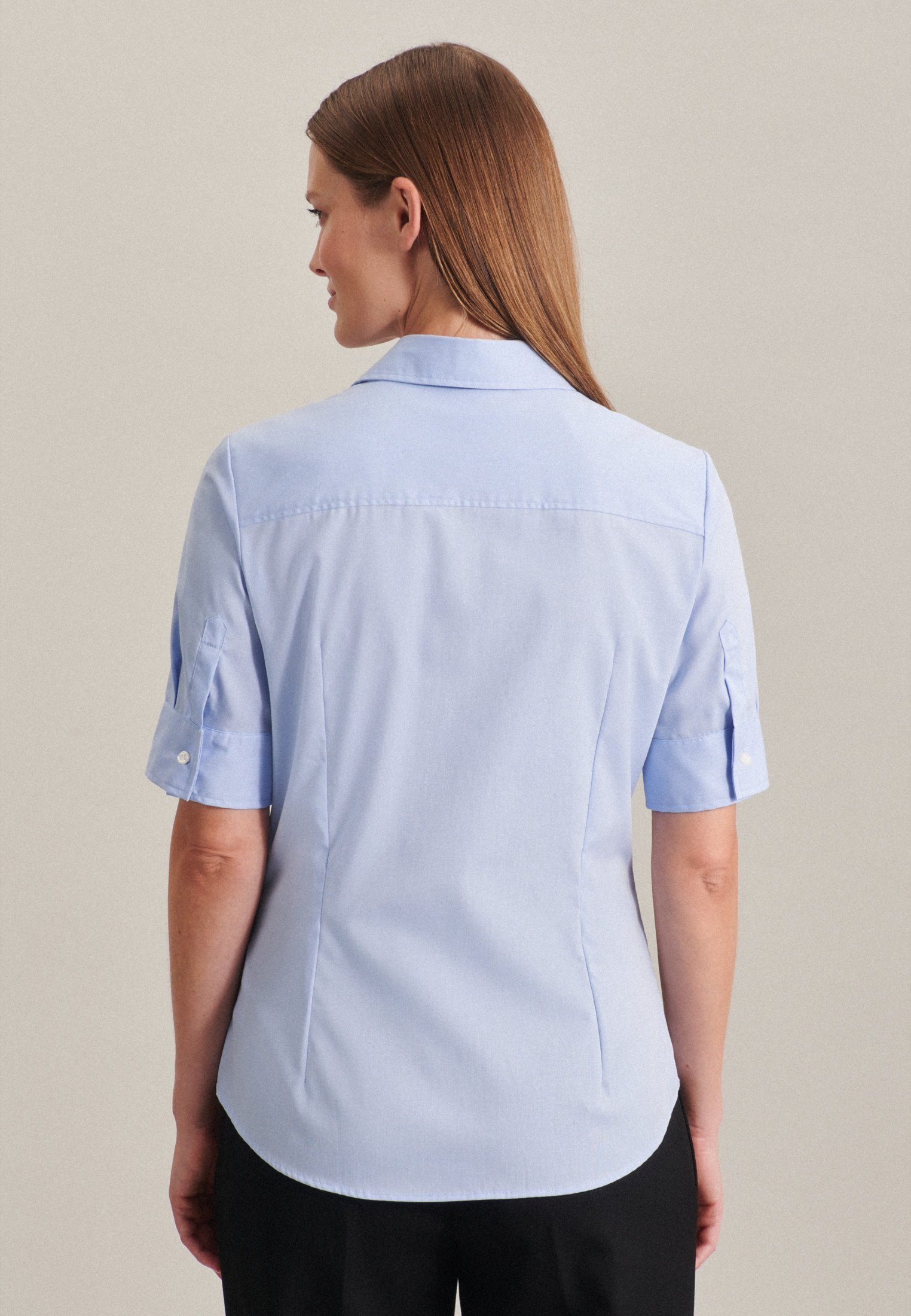 seidensticker Overhemdblouse Zwarte roos Korte mouwen kraag uni