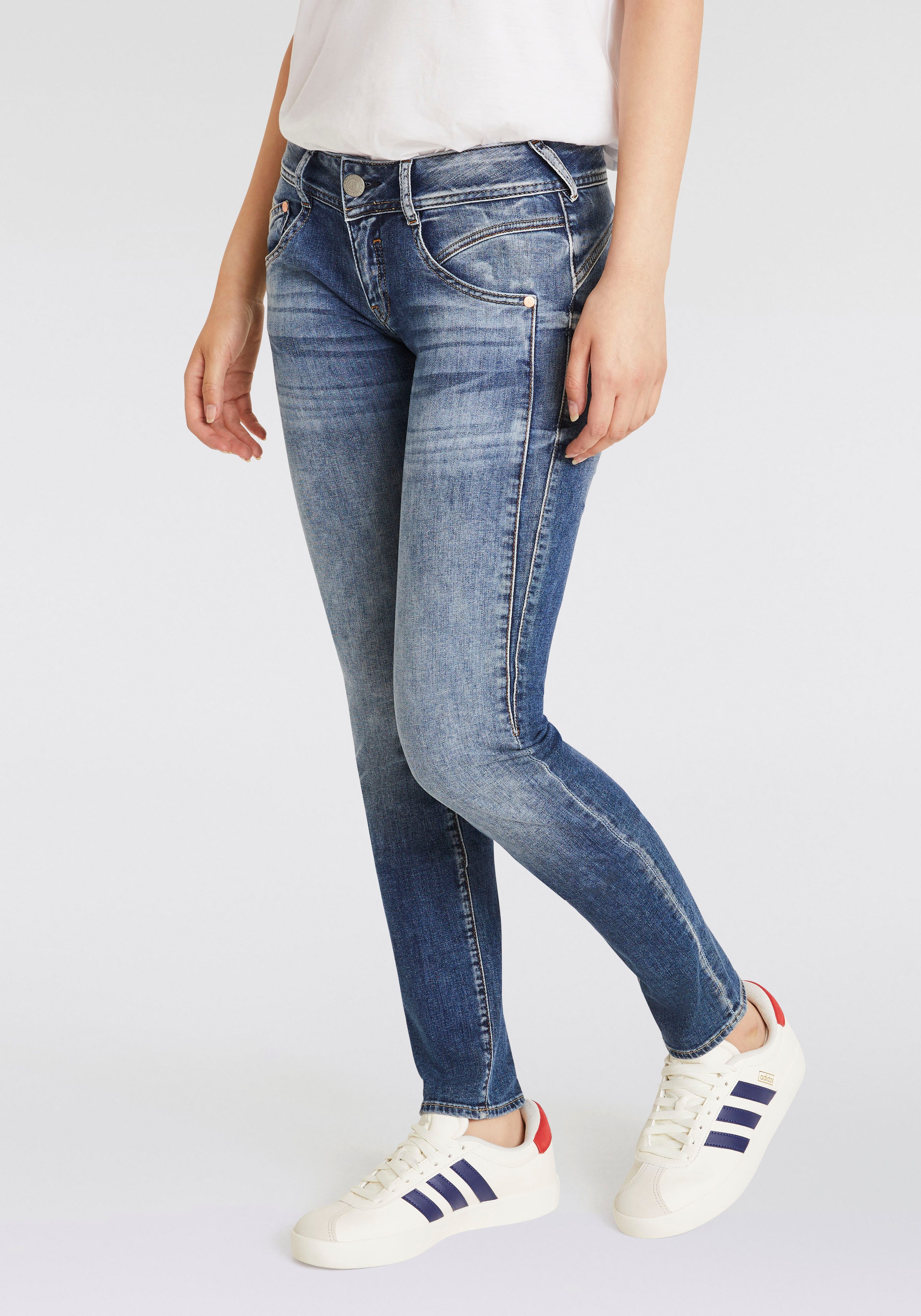 Herrlicher Slim fit jeans Gila Slim Recycled Denim Stretch dames slim fit jeans maat 34 blauw