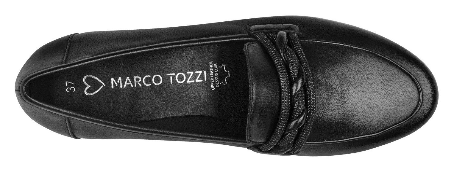 Marco Tozzi Instappers , blokhak, loafer, business schoen, instapschoen met sierband