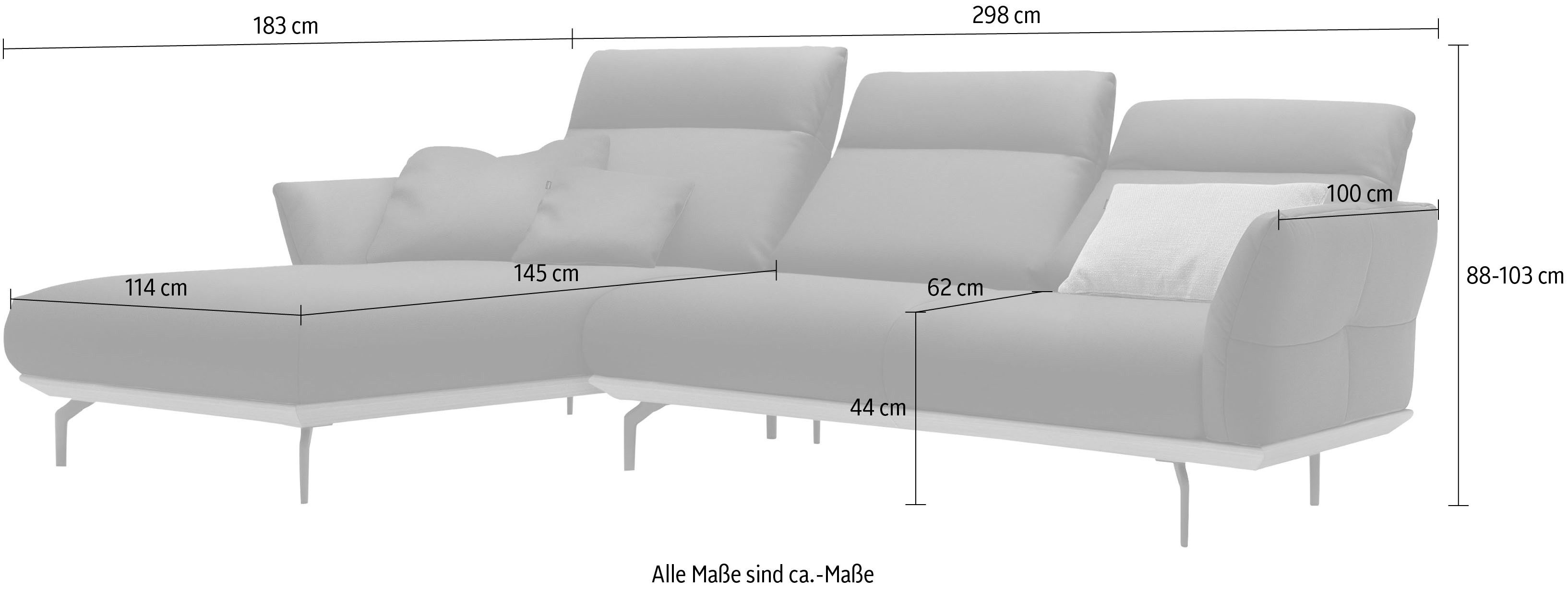 Creation BY ROLF BENZ Hoekbank Hs.460 Sokkel in walnotenhout, onderstel in umbra grijs, breedte 298 cm